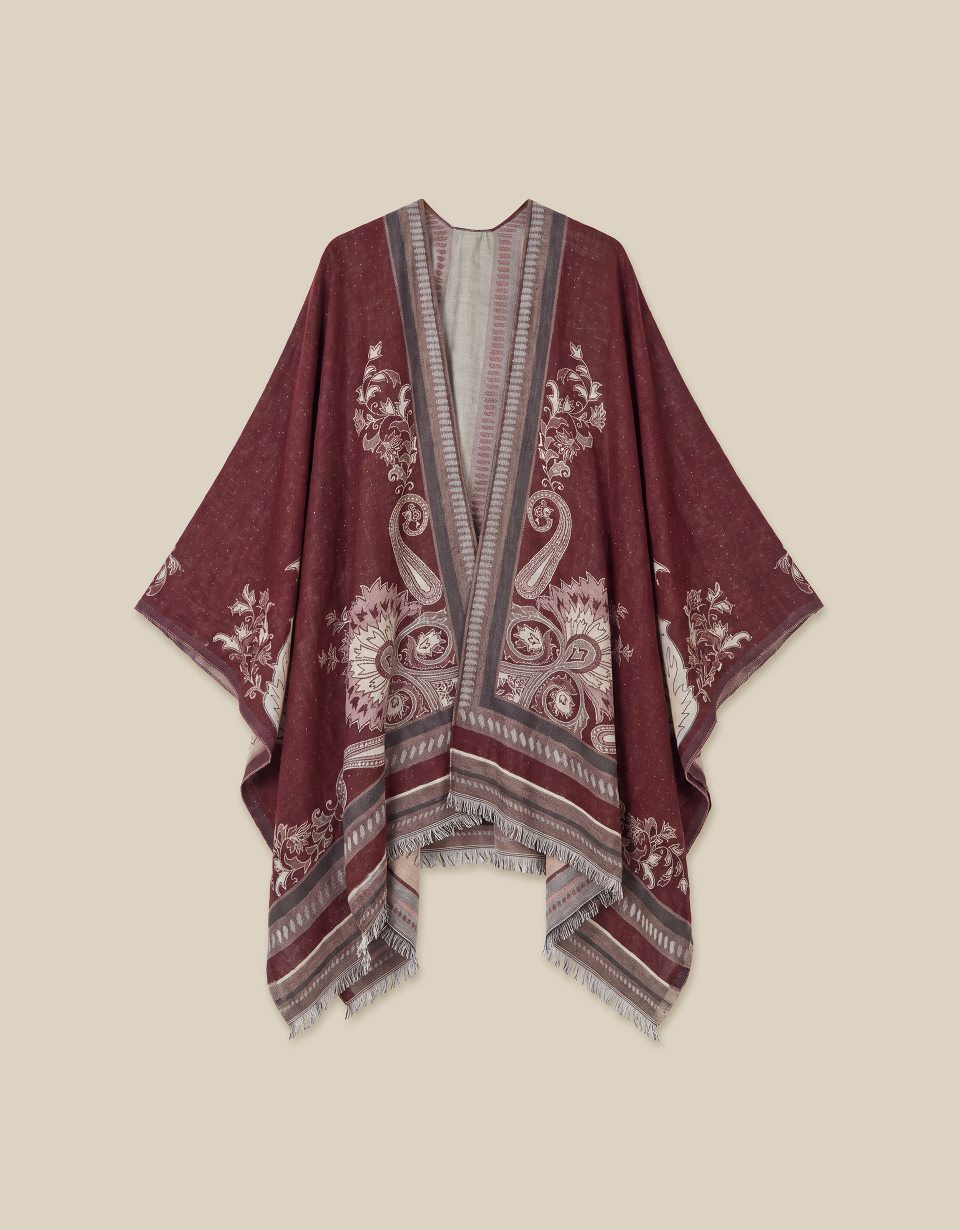Monsoon Crissy Jacquard Poncho Red, view 6