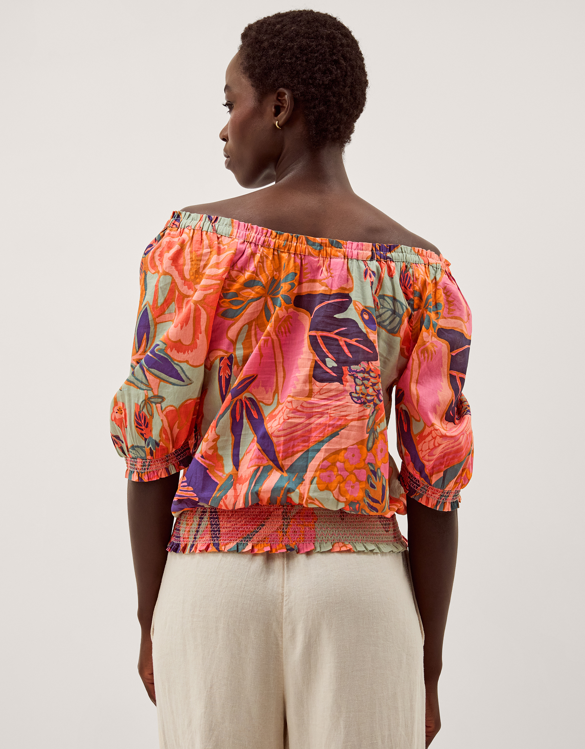 Monsoon Carmen Bardot Floral Print Top, view 3