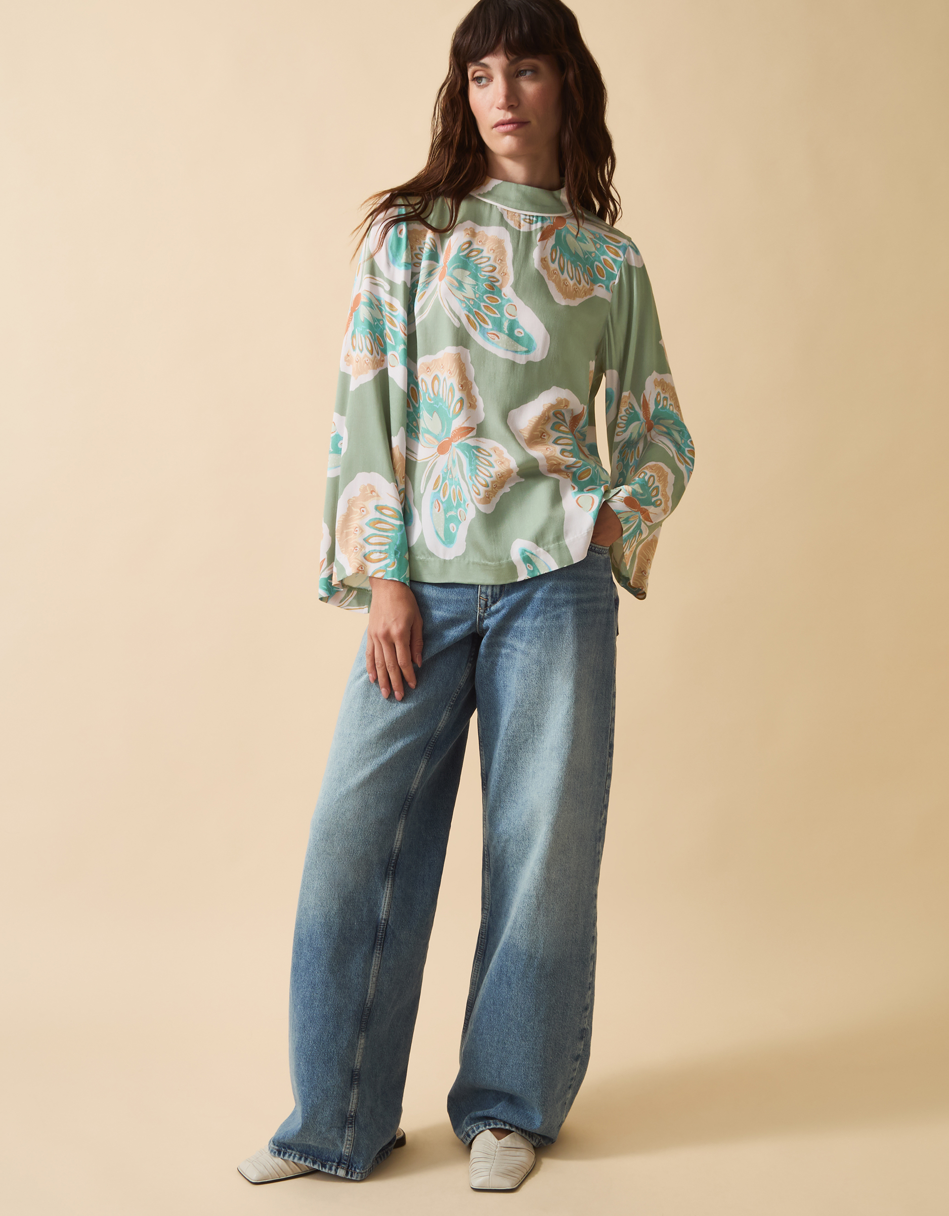 Monsoon Clemence Aurelie Butterfly Top in Green, view 4