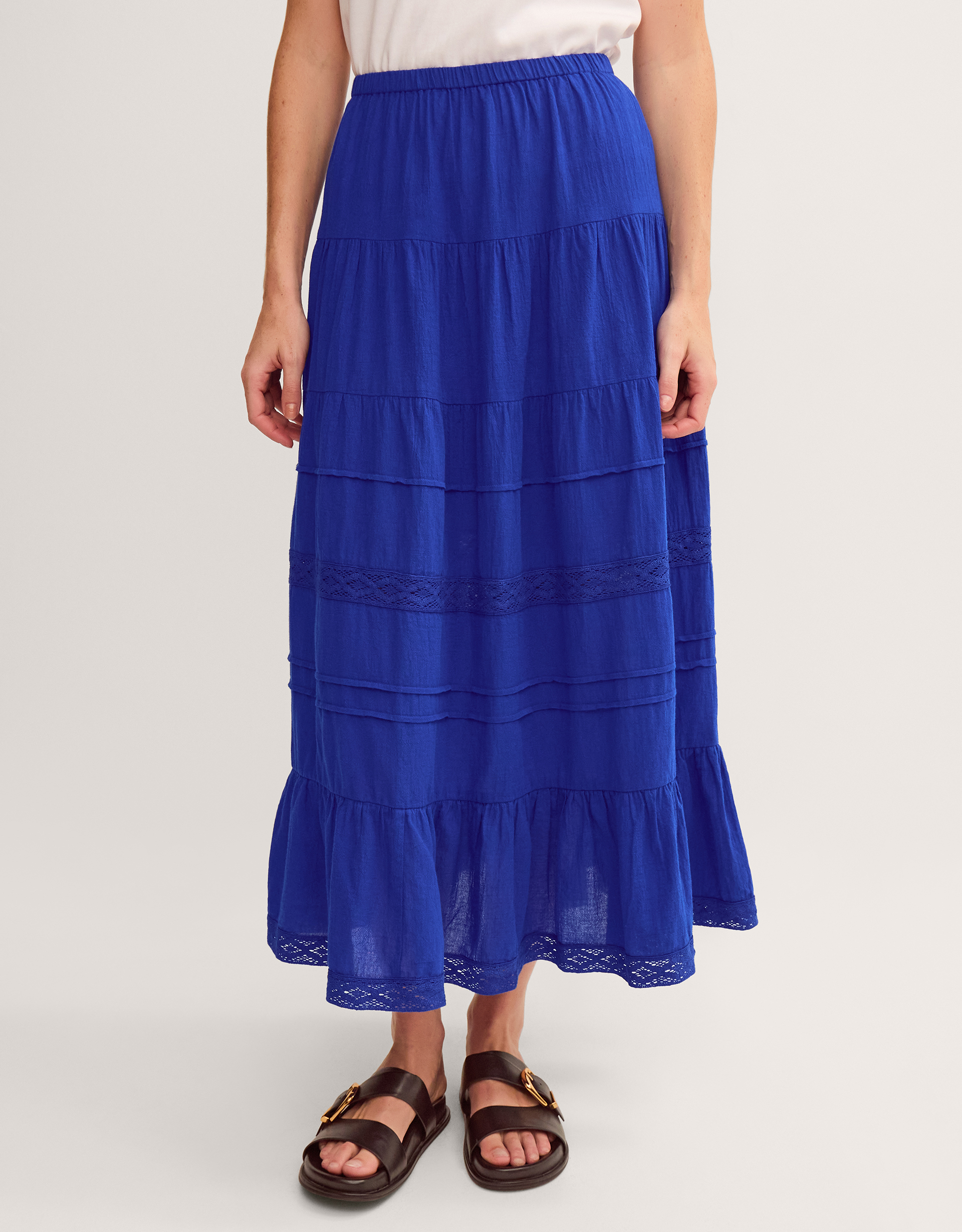 Monsoon Maria Tiered Maxi Skirt in Blue, view 4