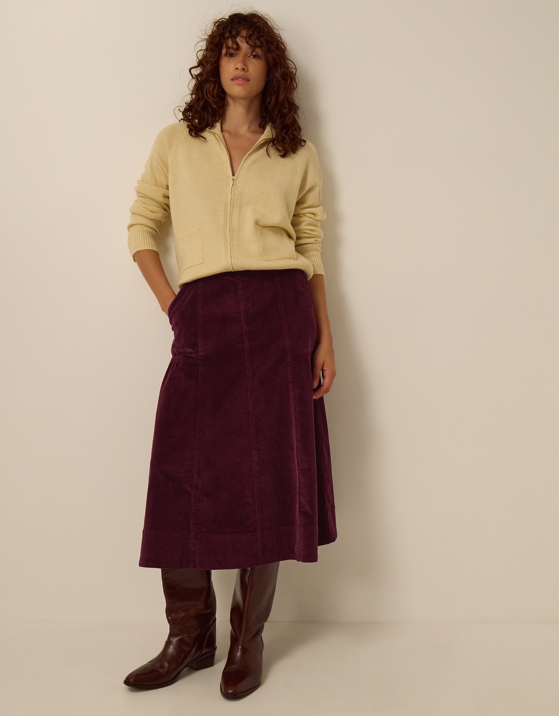 Monsoon Yasmin Corduroy Midi Skirt