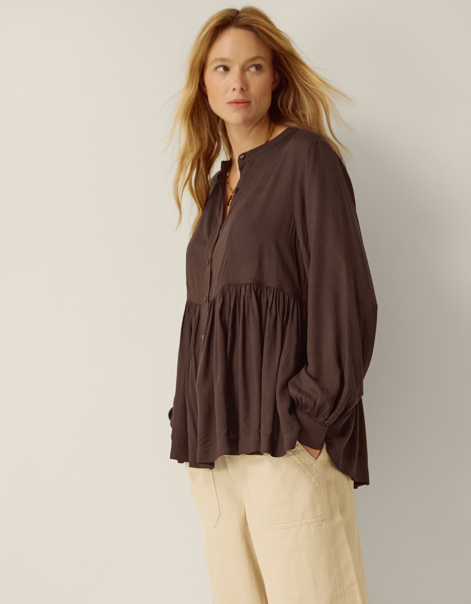 Monsoon Sandy Relaxed Blouse Brown, view 5
