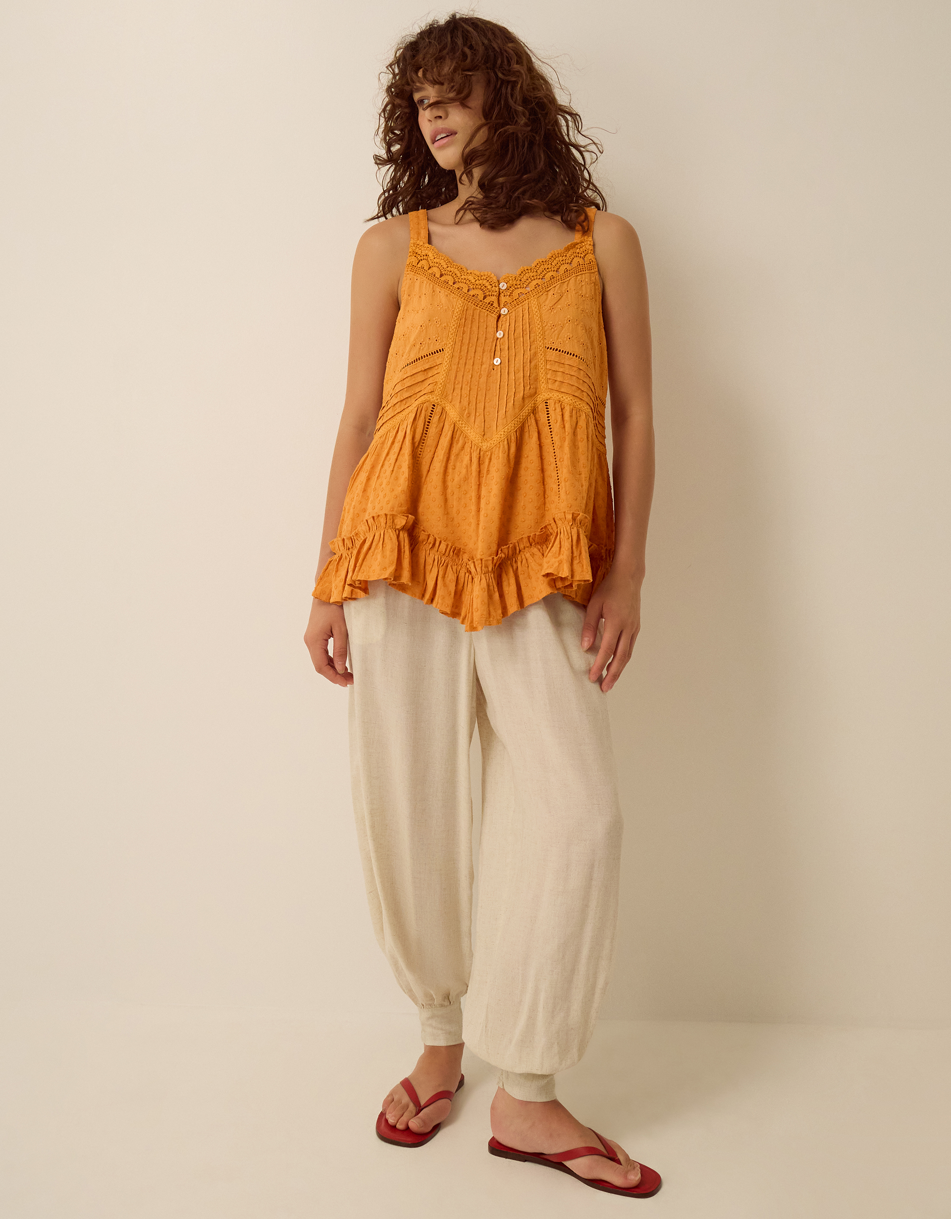 Monsoon Nixie Broderie Frill Cami Top, view 4