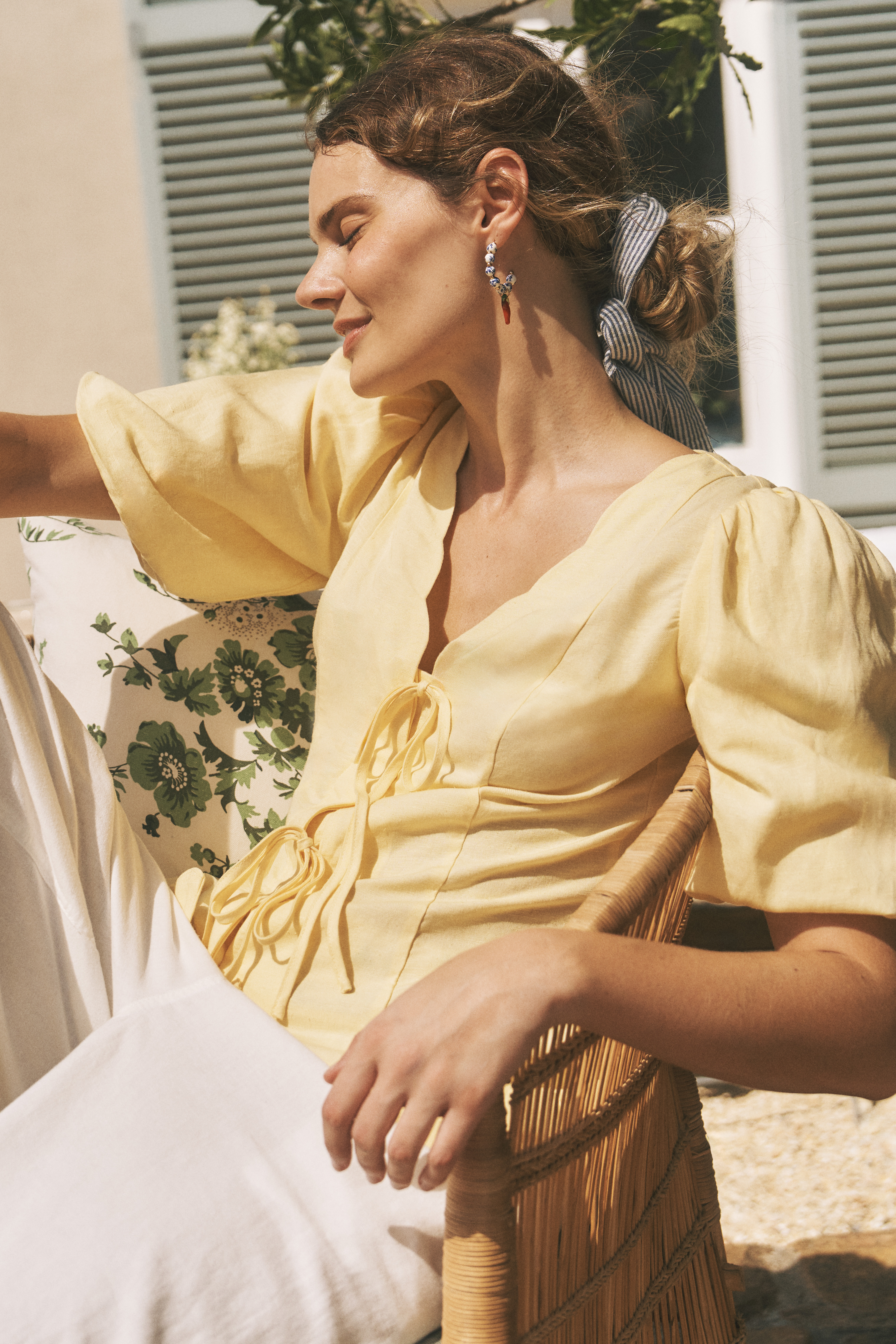 Monsoon Willow Puff Sleeve Tie Front Top