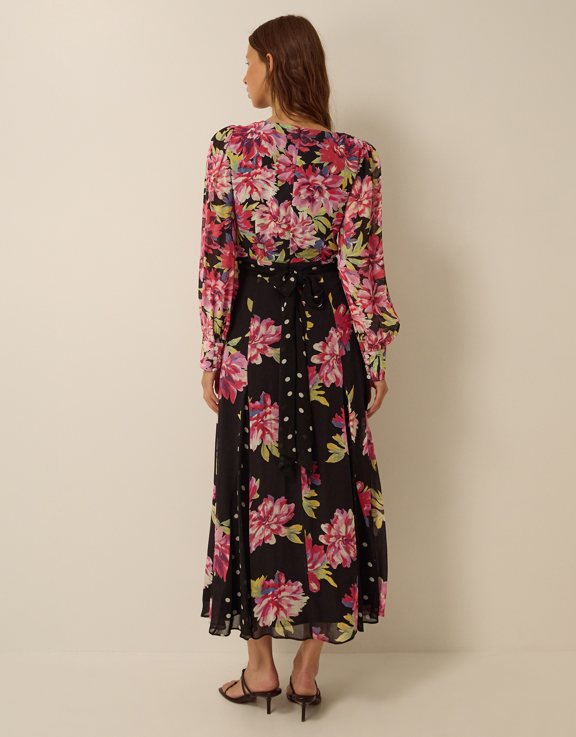 Monsoon Kiri Floral Print Maxi Dress Black, view 3