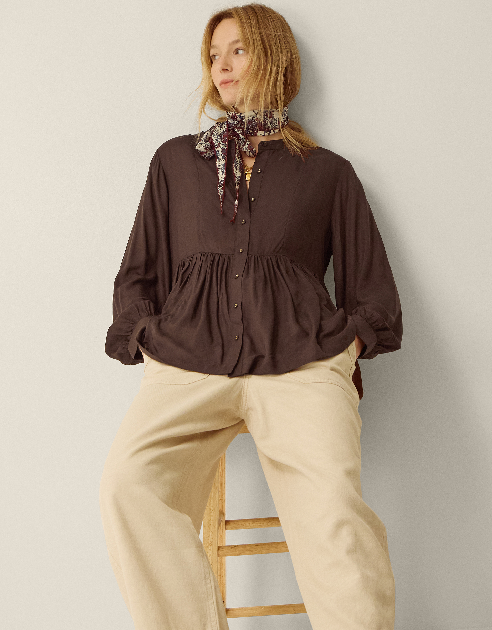 Monsoon Sandy Relaxed Blouse Brown