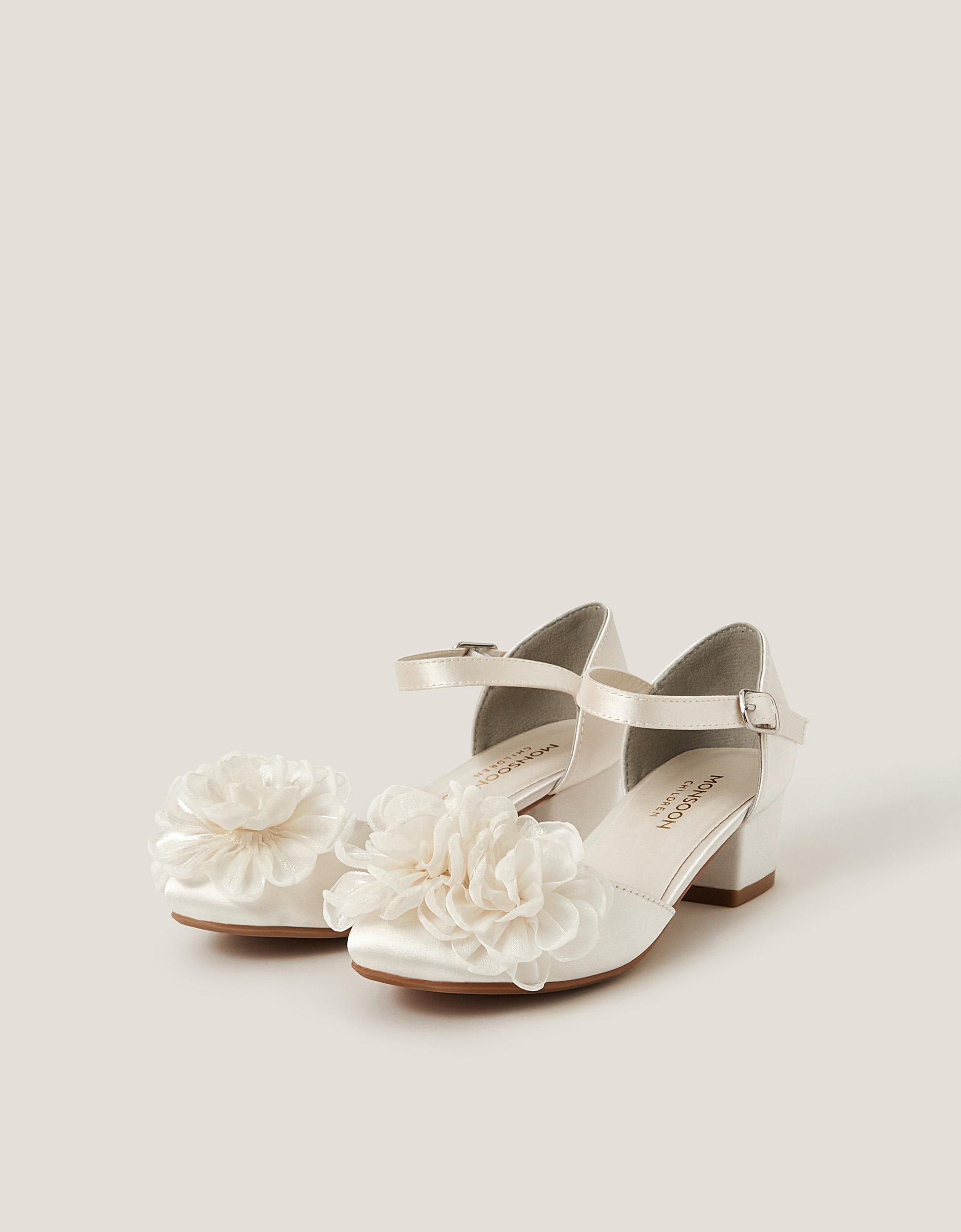 Monsoon Closed-Toe Corsage Satin Heels