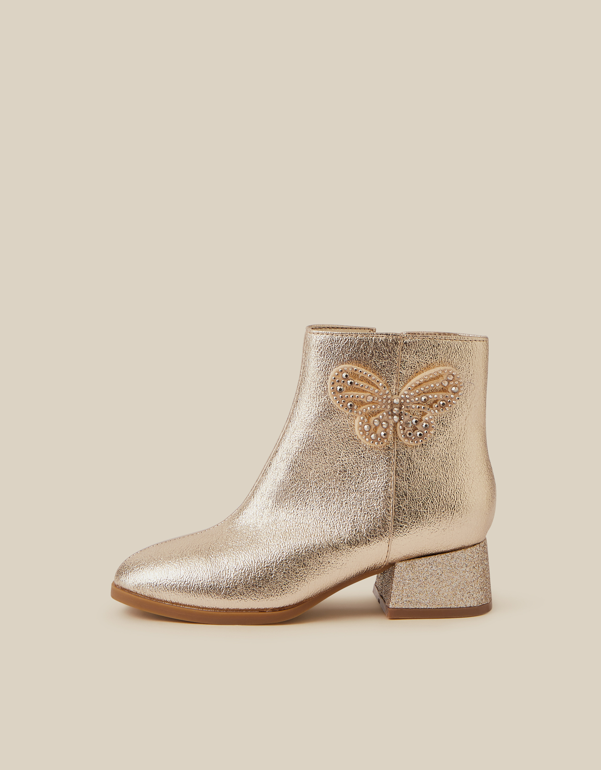 Monsoon Embellished Butterfly Metallic Boots, view 3