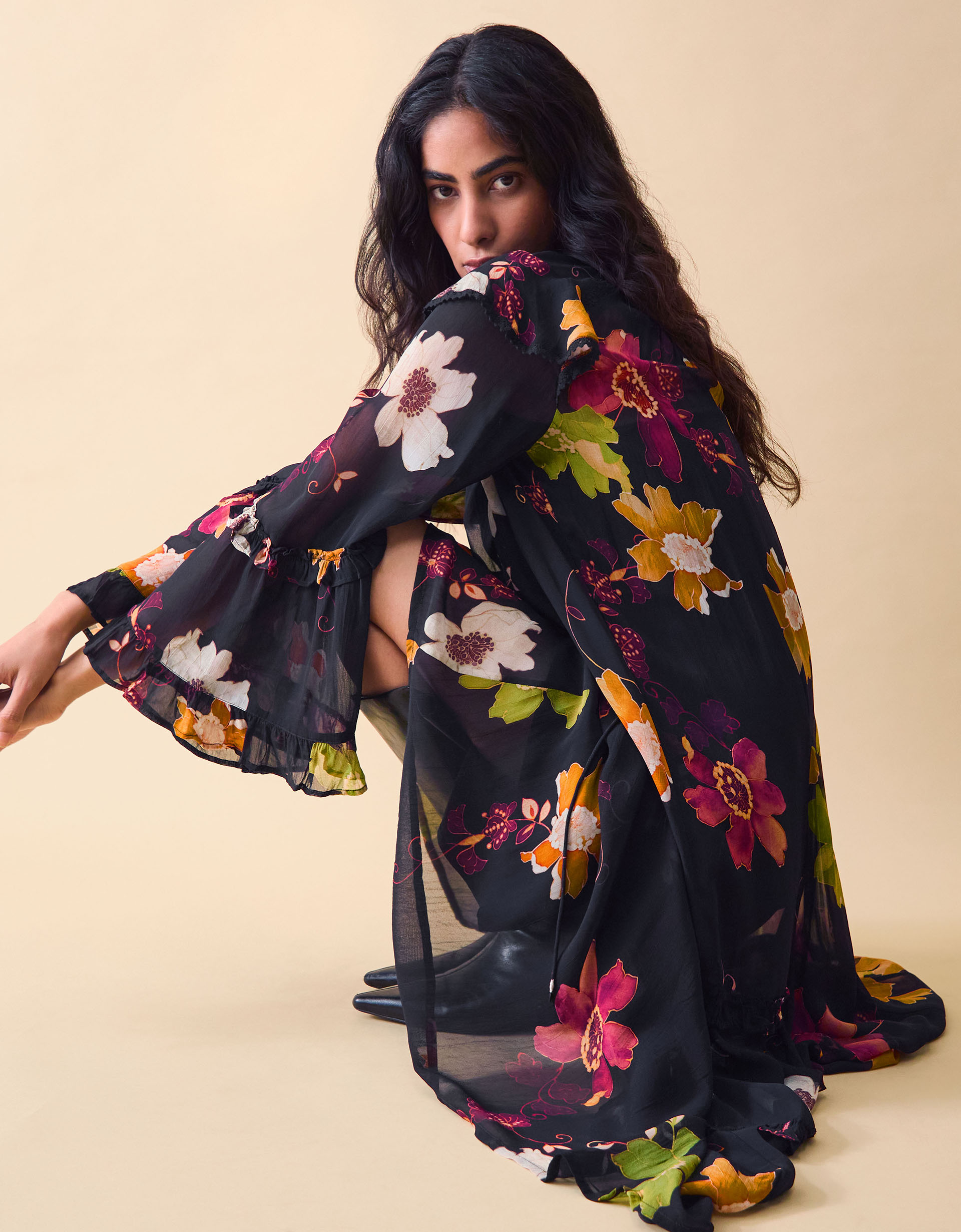 Monsoon Clemence Camille Floral Georgette Midi Dress, view 4