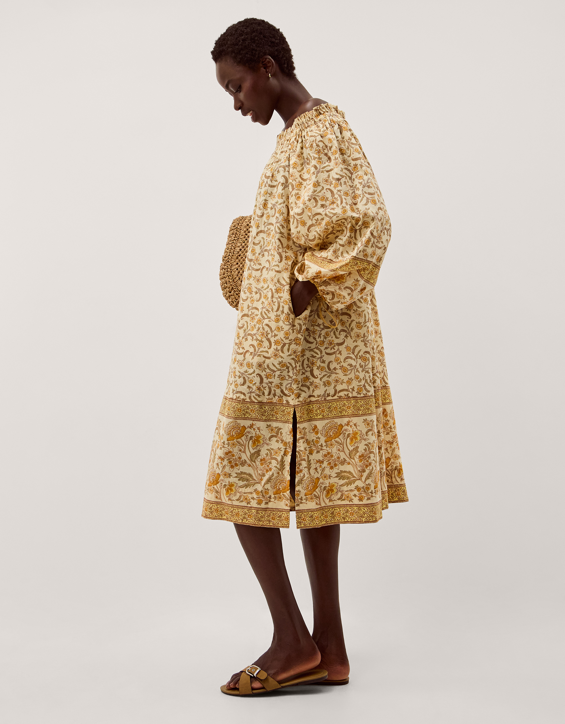Monsoon Ari Bardot Floral Midi Dress
