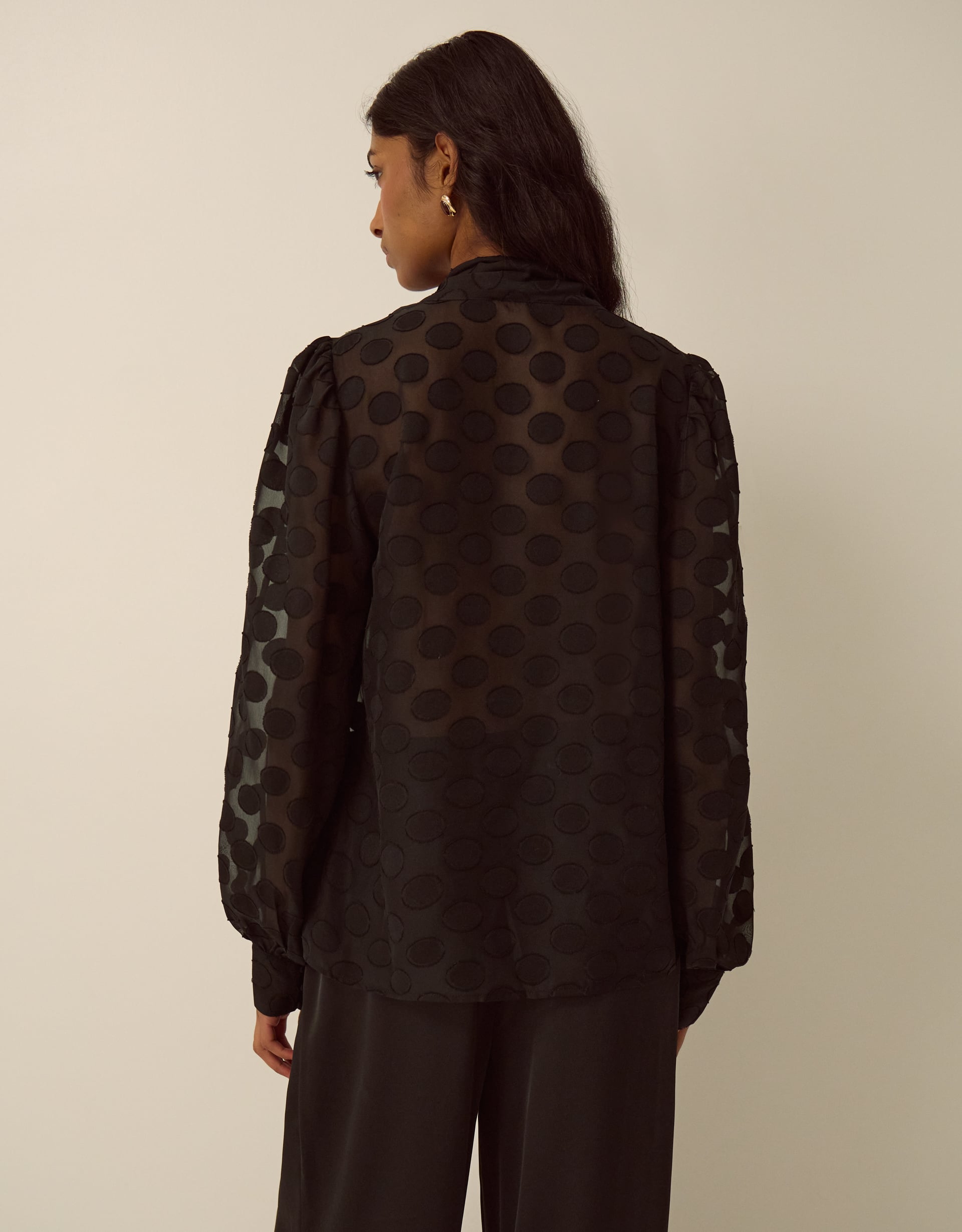 Monsoon Sylvia Sheer Polka Dot Pussybow Blouse, view 3
