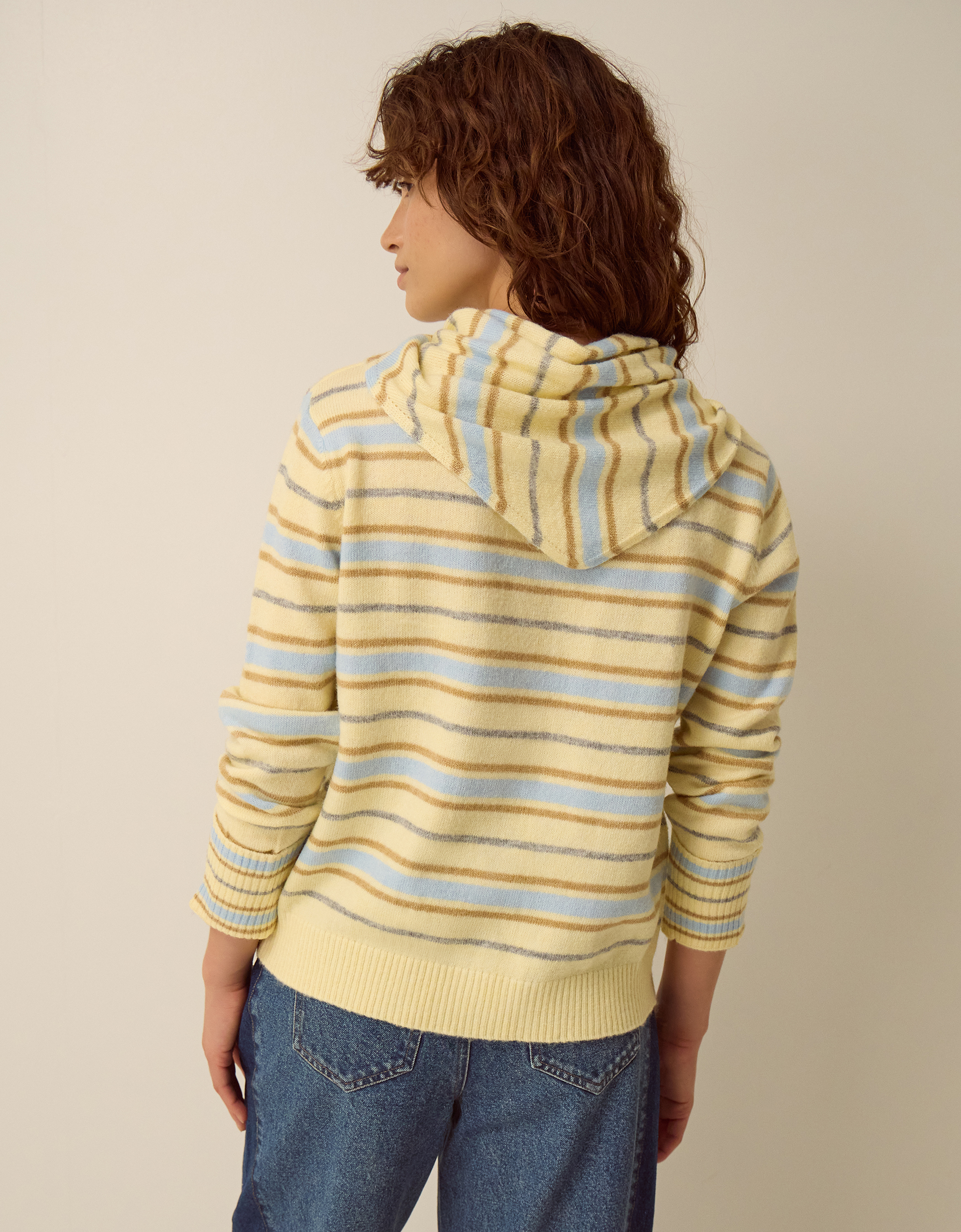 Monsoon Shola Stripe Cardigan & Scarf in Yellow, view 3