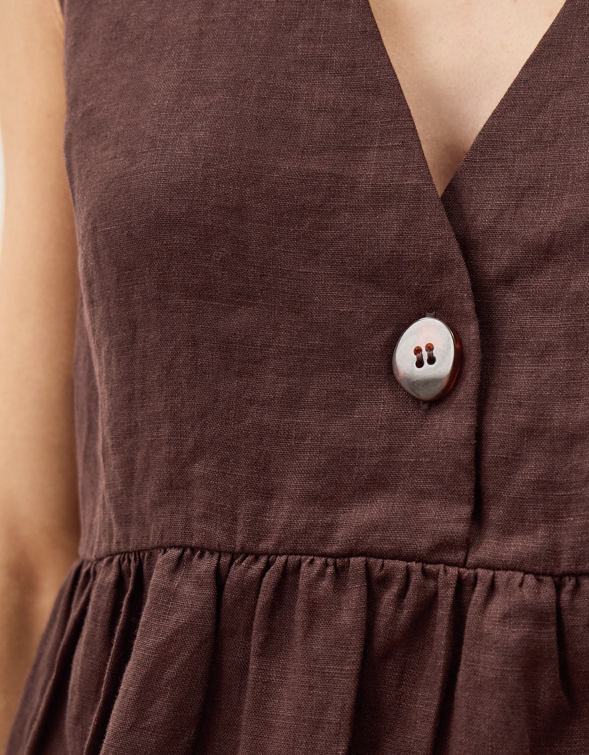 Monsoon Posey Sleeveless Linen Top in Brown, view 2