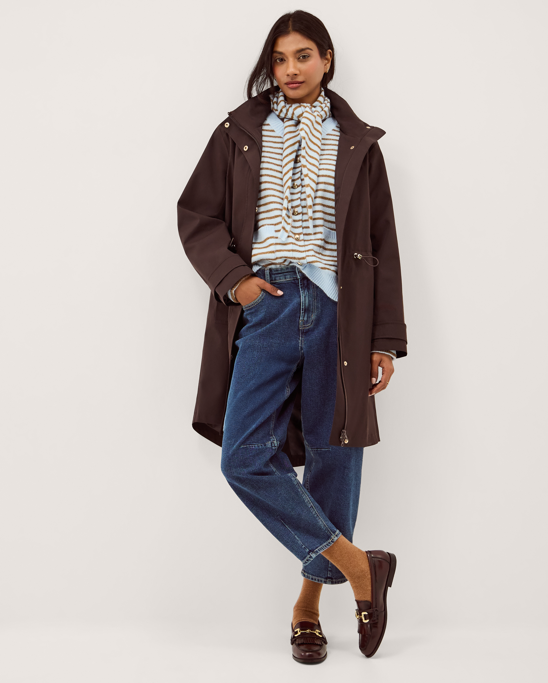 Monsoon Ada Waterproof Raincoat in Brown