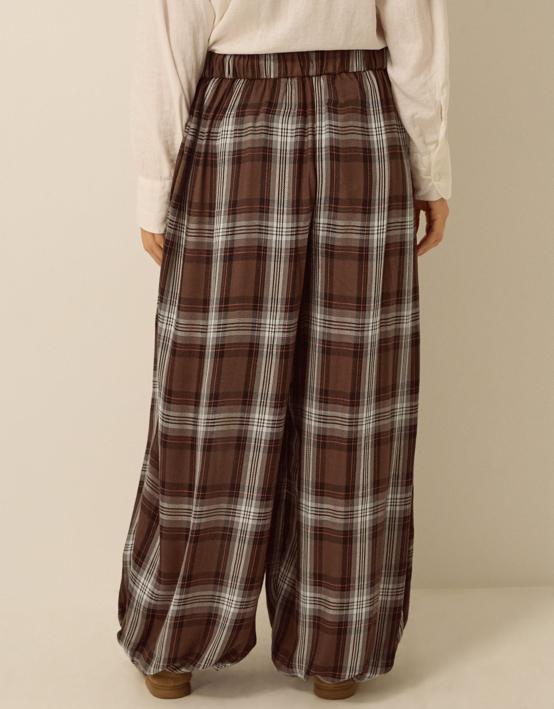 Monsoon Maya Check Print Balloon Trousers, view 3