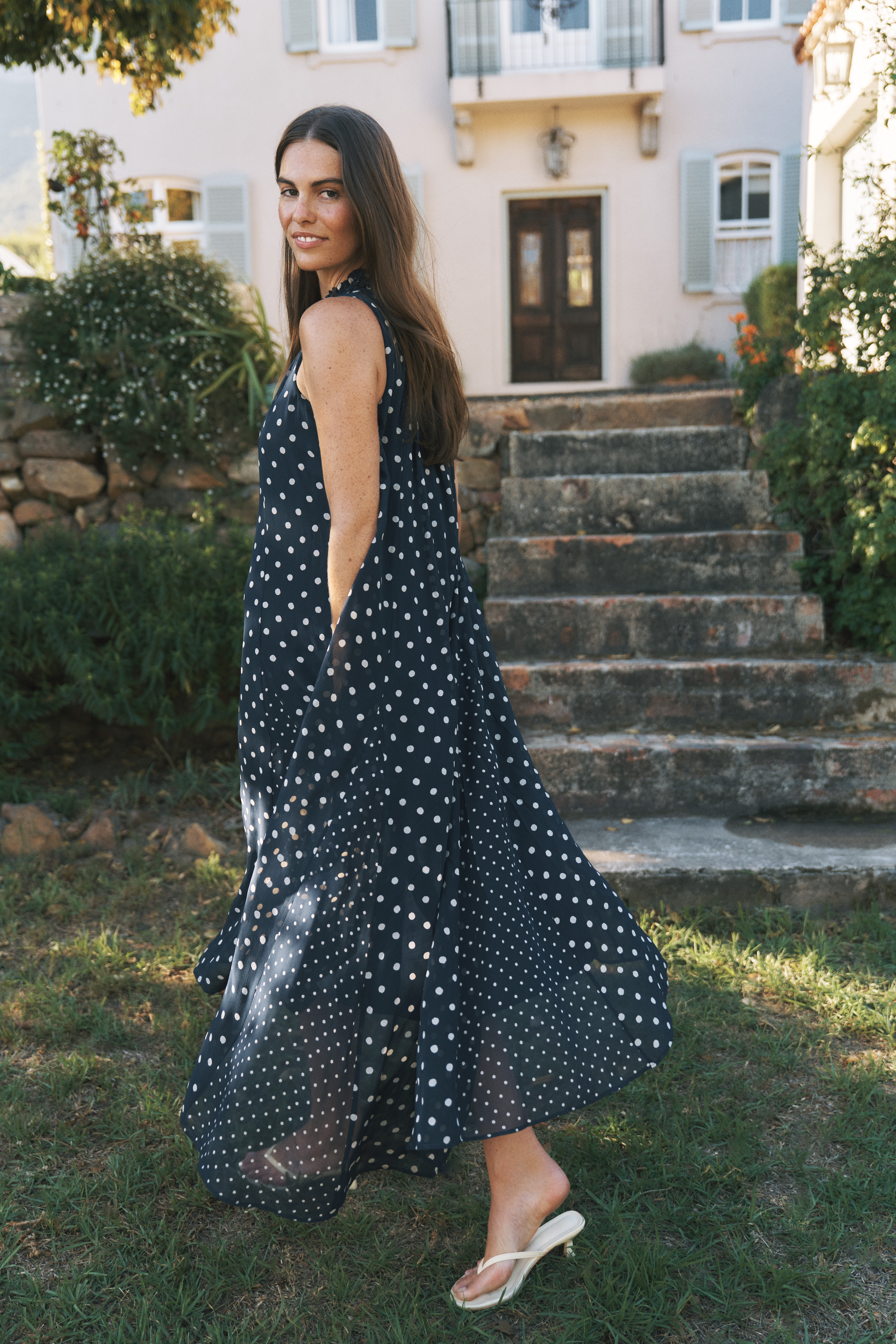 Monsoon Yaz Sleeveless Polka Dot Midi Dress