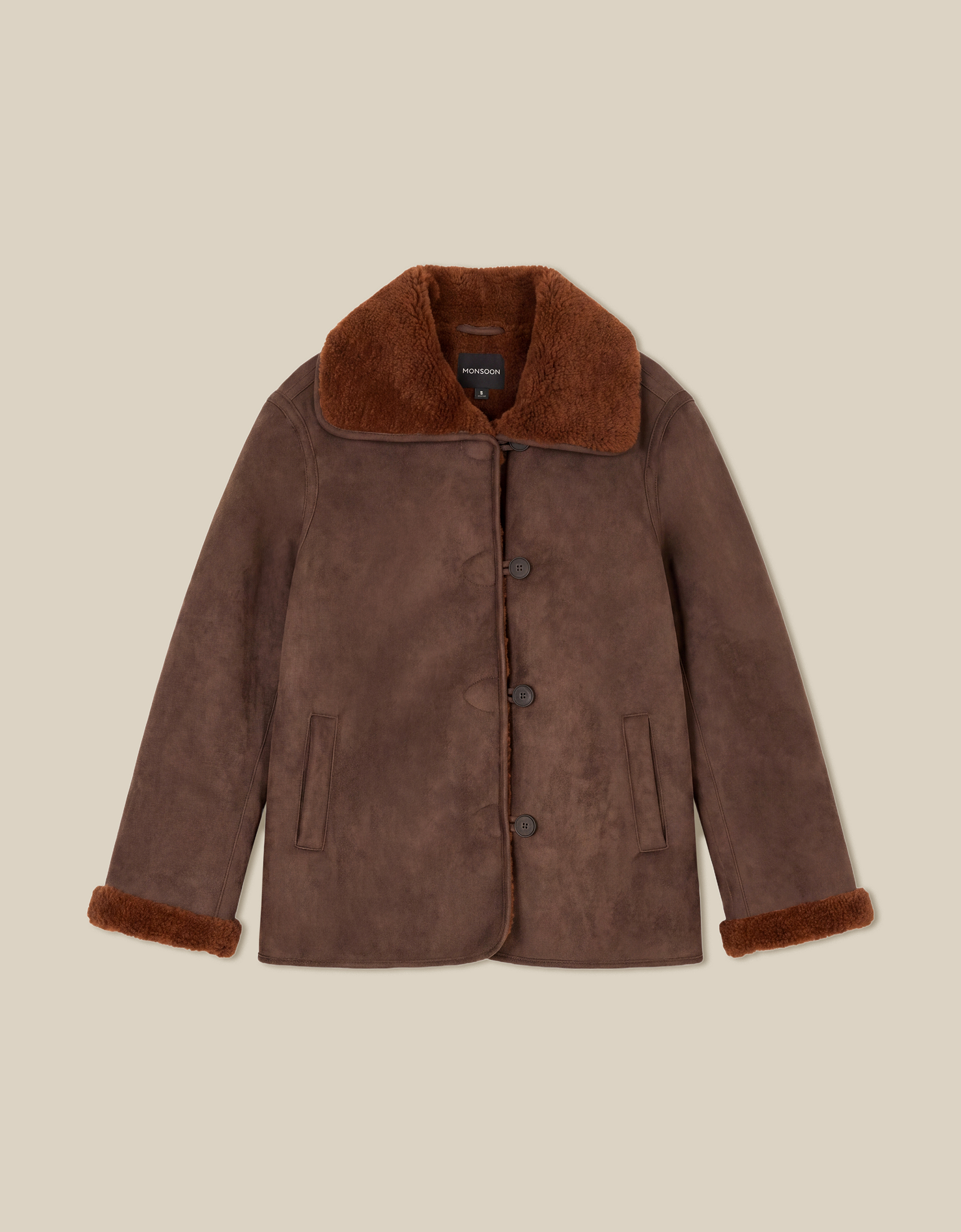 Monsoon Holly Faux Suede Coat, view 6