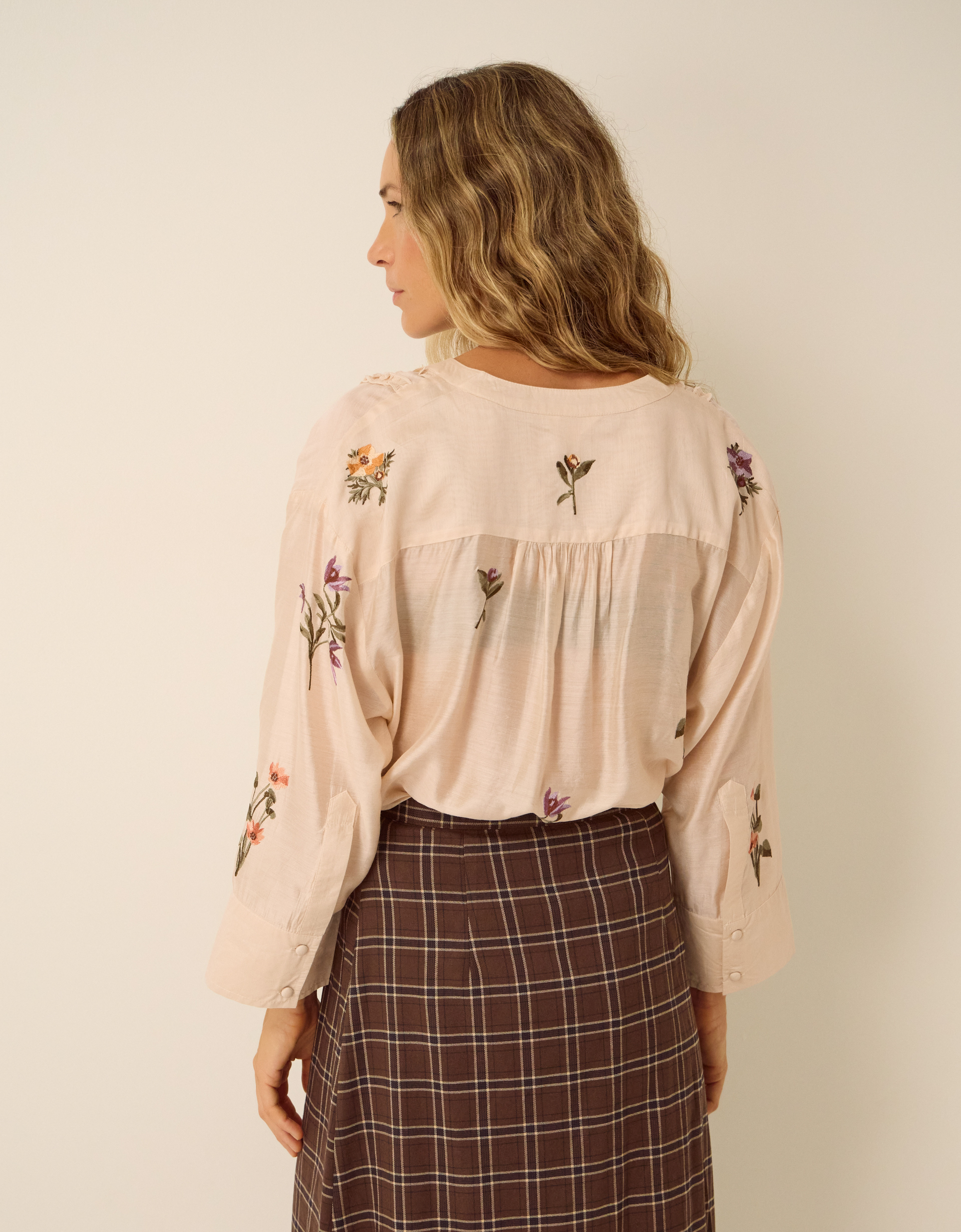 Monsoon Seren Floral Embroidered Blouse Ivory, view 4