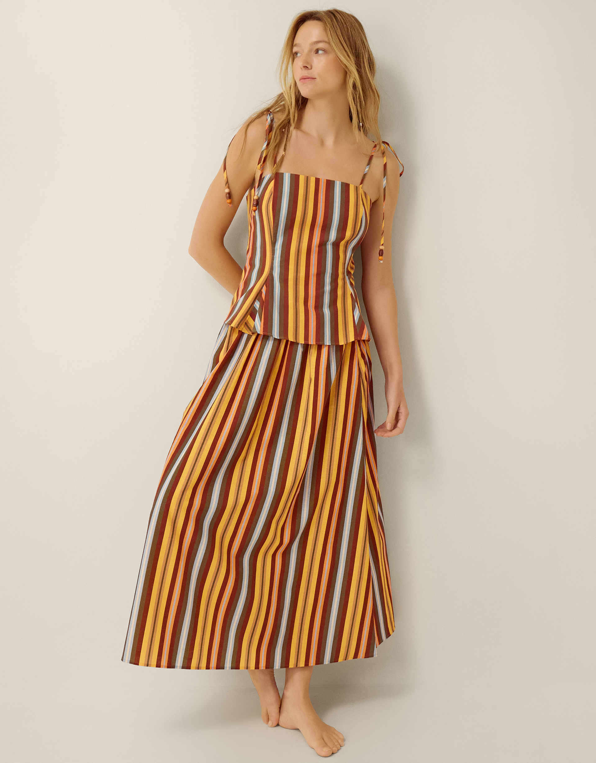 Monsoon Sydney Stripe Midi Skirt, view 5