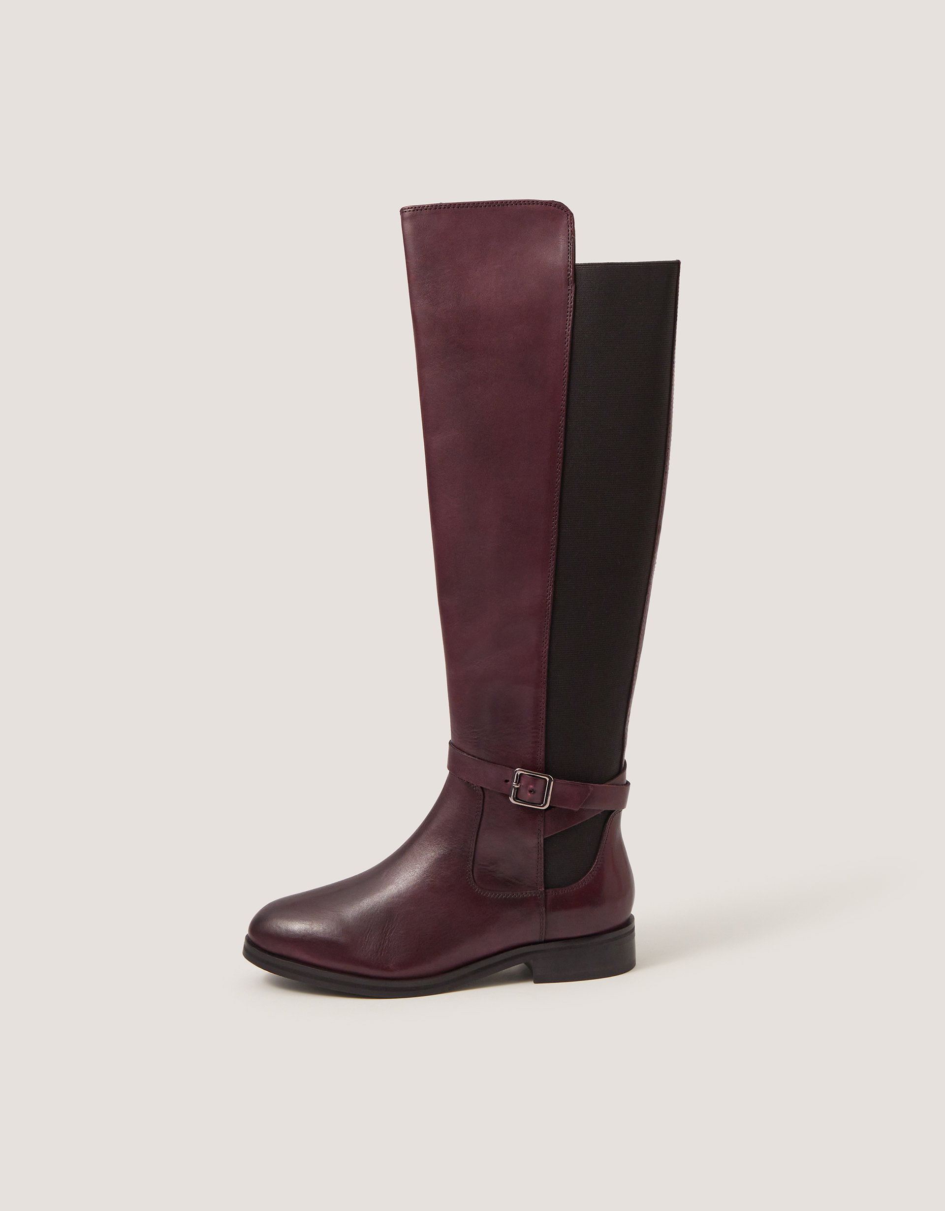 Monsoon Milly Leather Knee High Boots in Red, view 3
