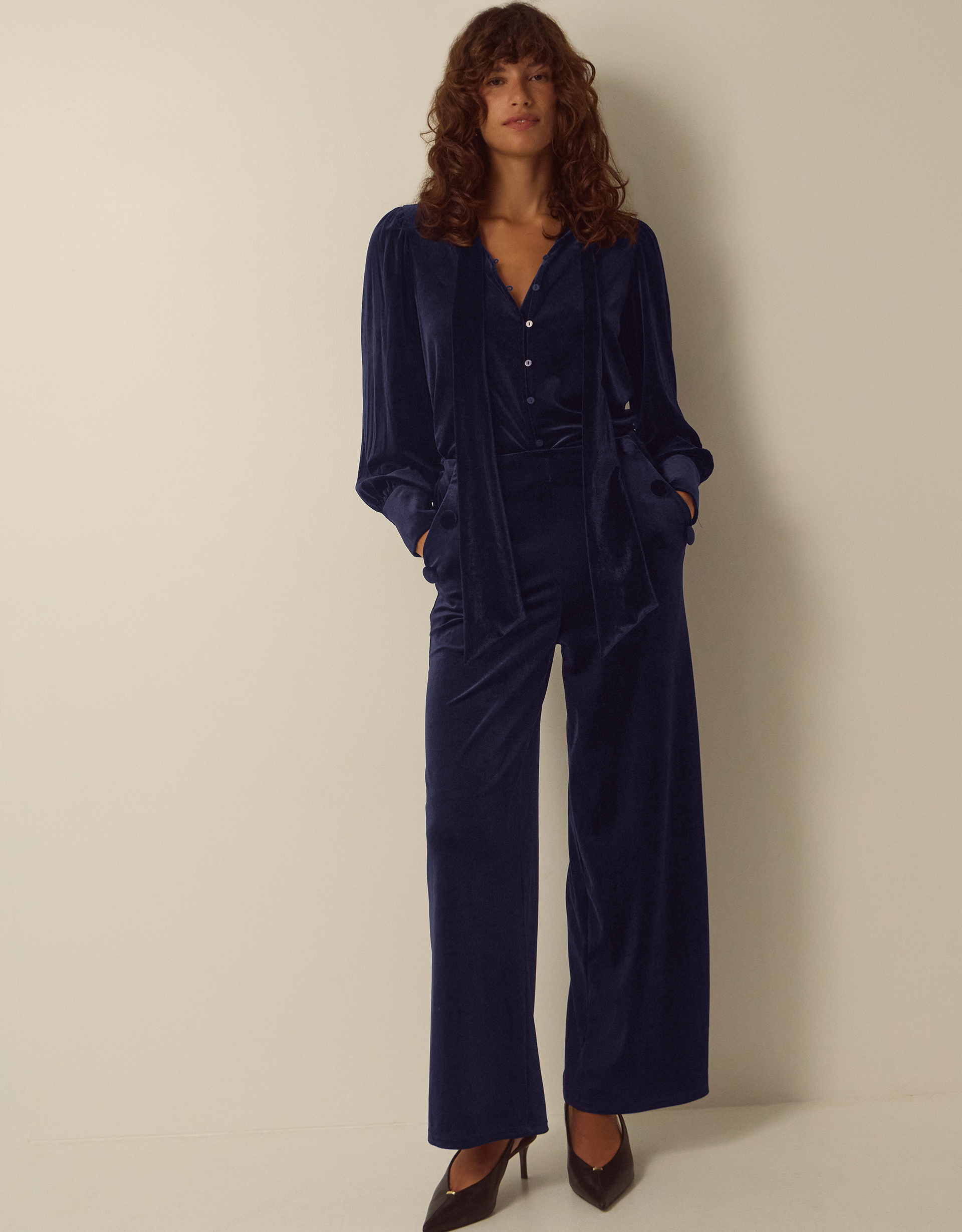 Monsoon Verna Velvet Wide Leg Trousers