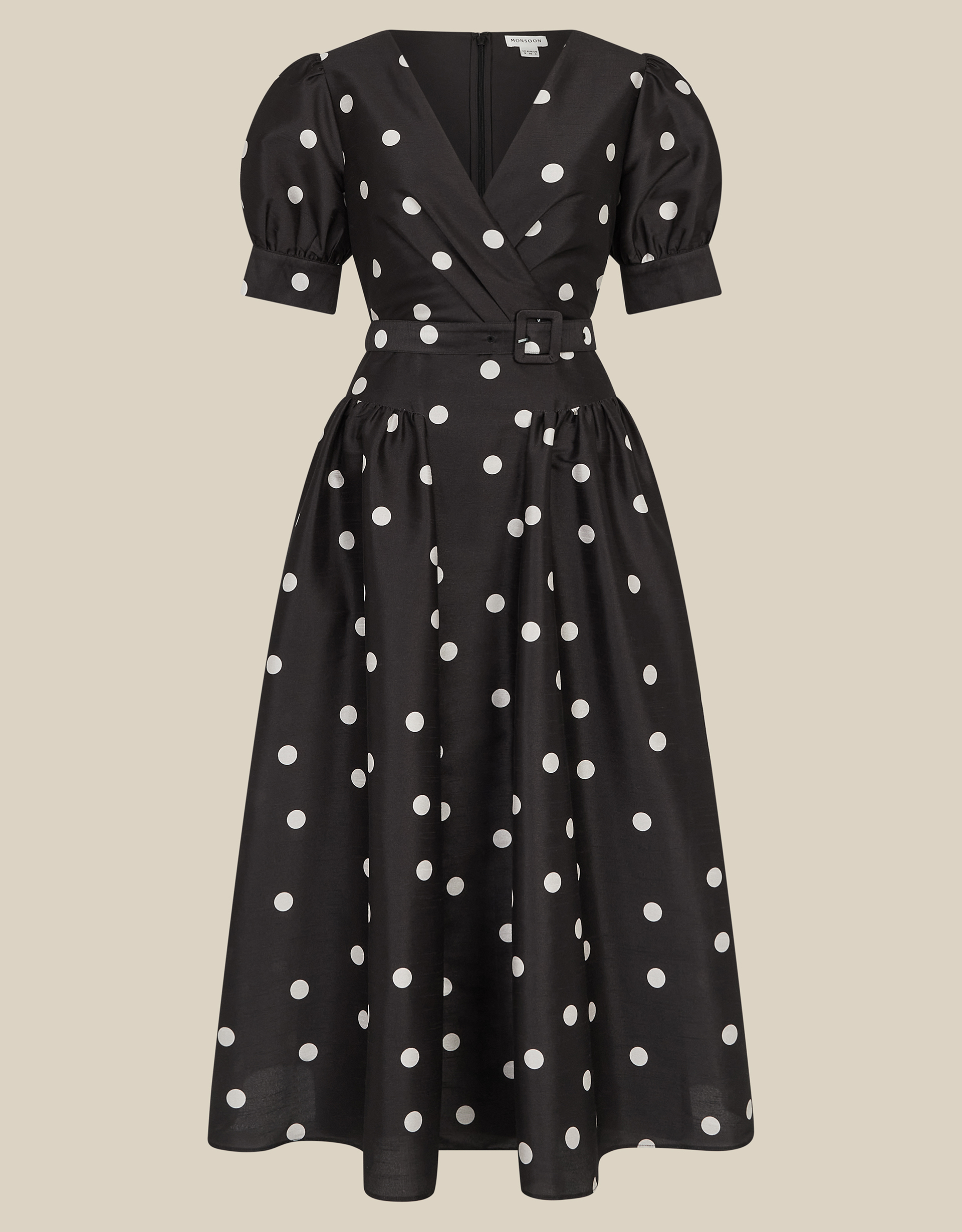 Monsoon Amara Polka Dot Belted Midi Dress, view 6