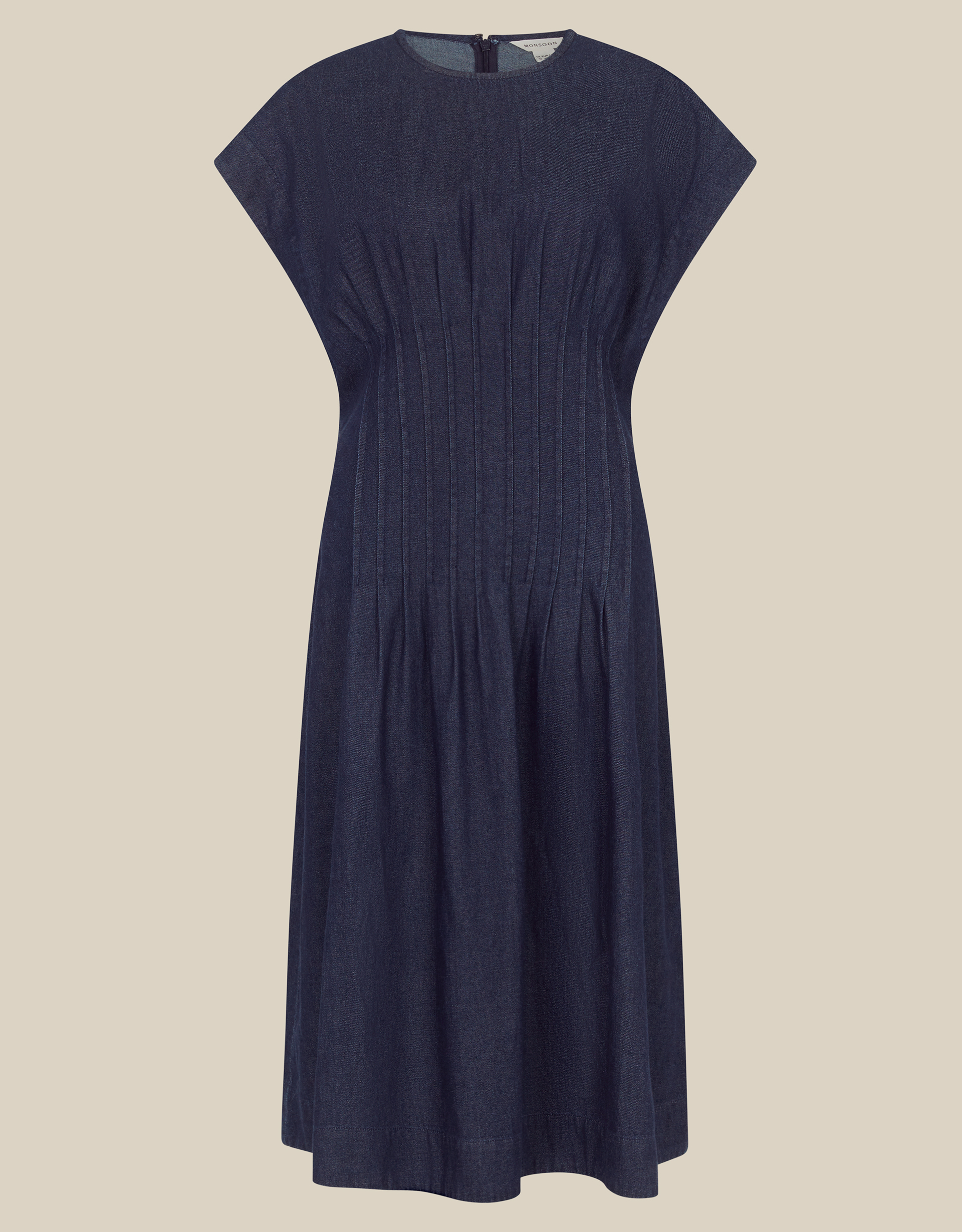 Monsoon Jasmin Pleated Denim Midi Dress, view 6
