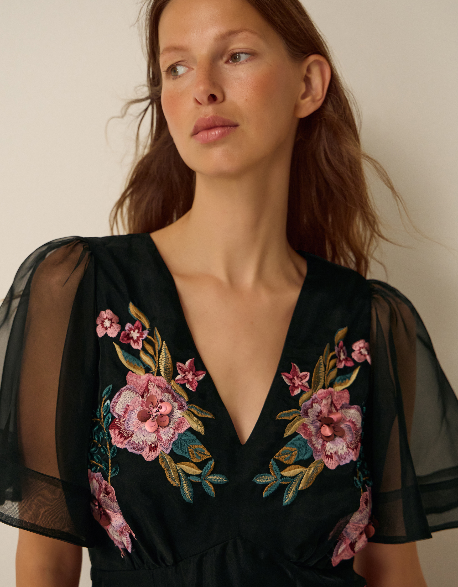 Monsoon Felicity Floral Embroidered Midi Dress, view 2