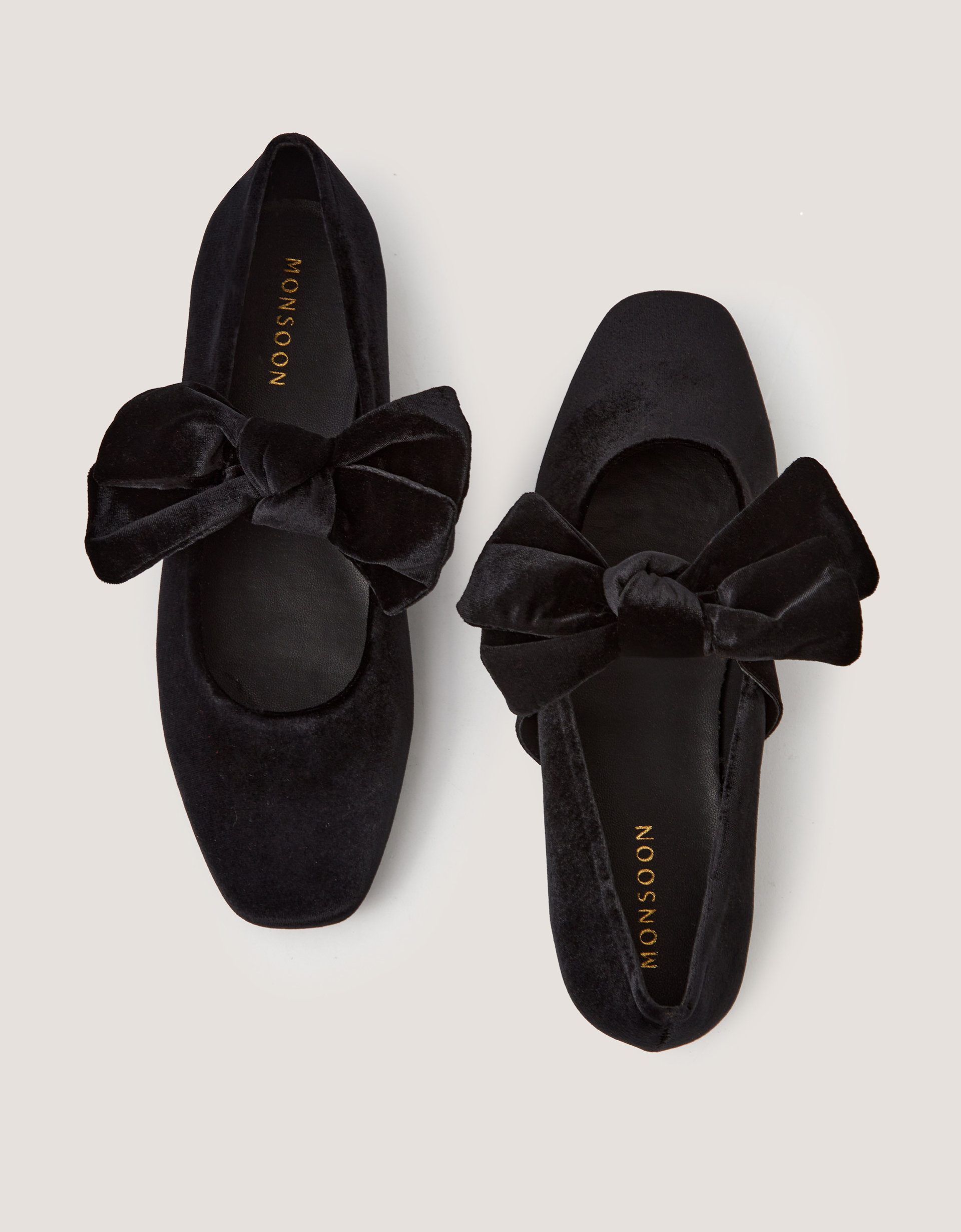 Monsoon Jolie Velvet Mary Jane Ballet Flats in Black
