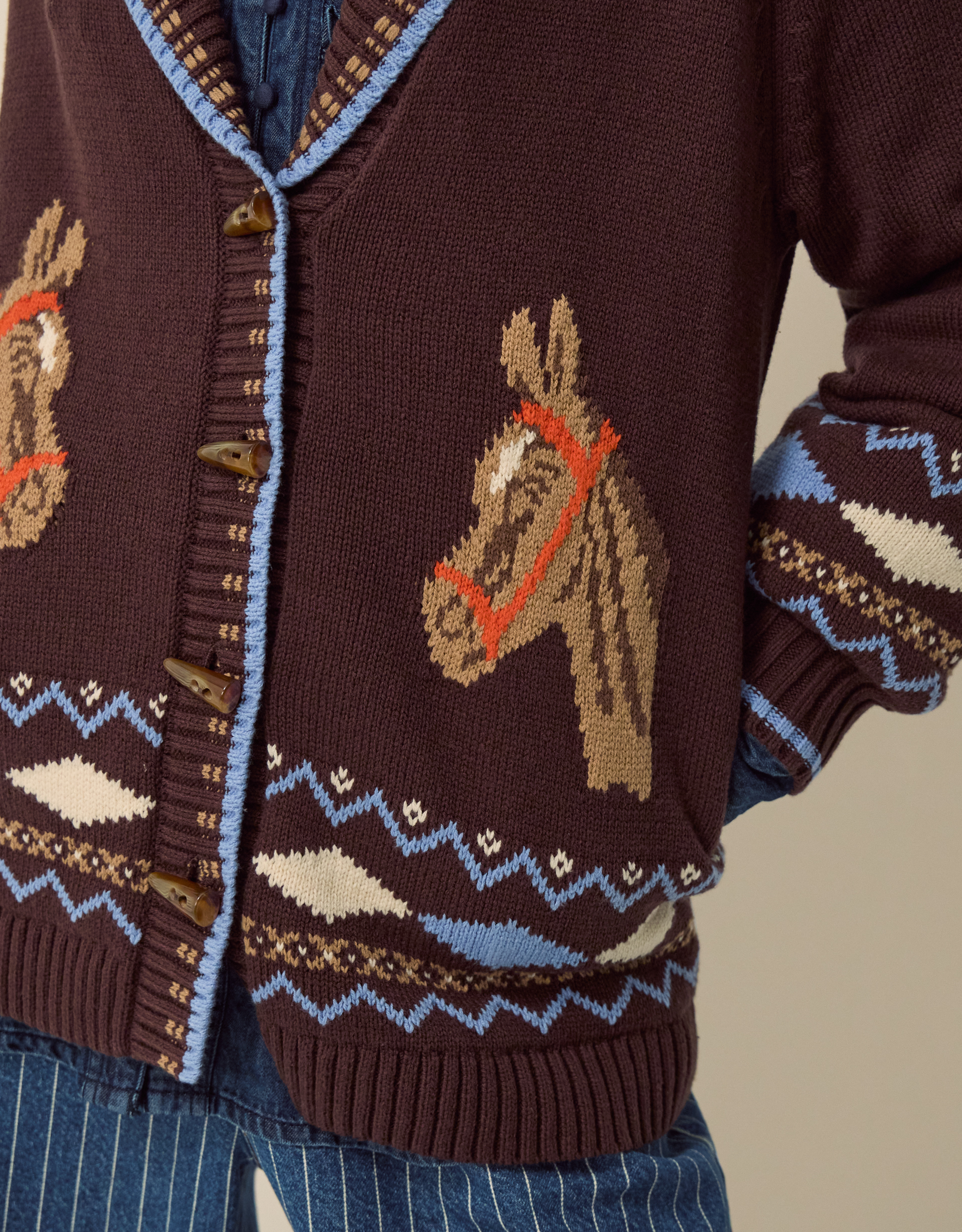Monsoon Harper Horse Cardigan in brown