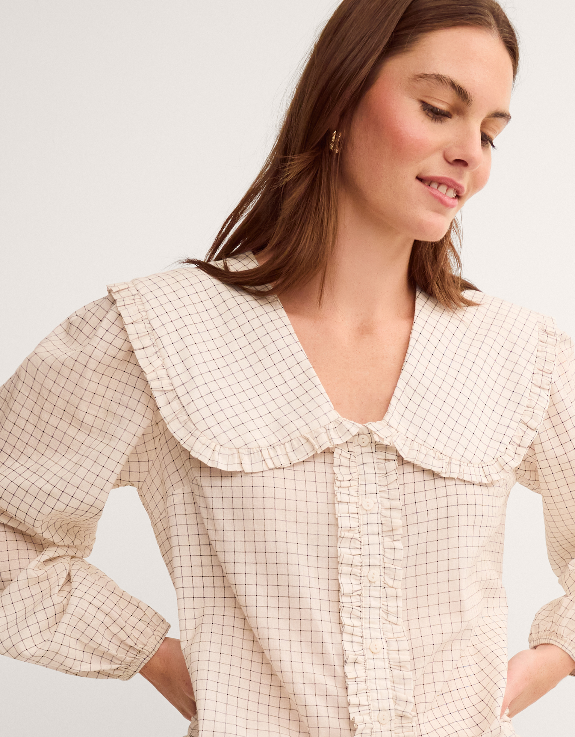 Monsoon Lily Peter Pan Collar Check Shirt