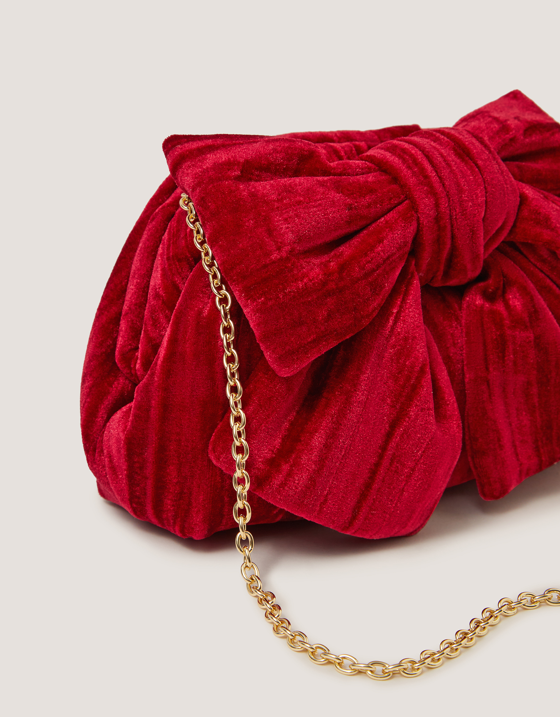 Monsoon Taya Velvet Bow Clutch Bag, view 4