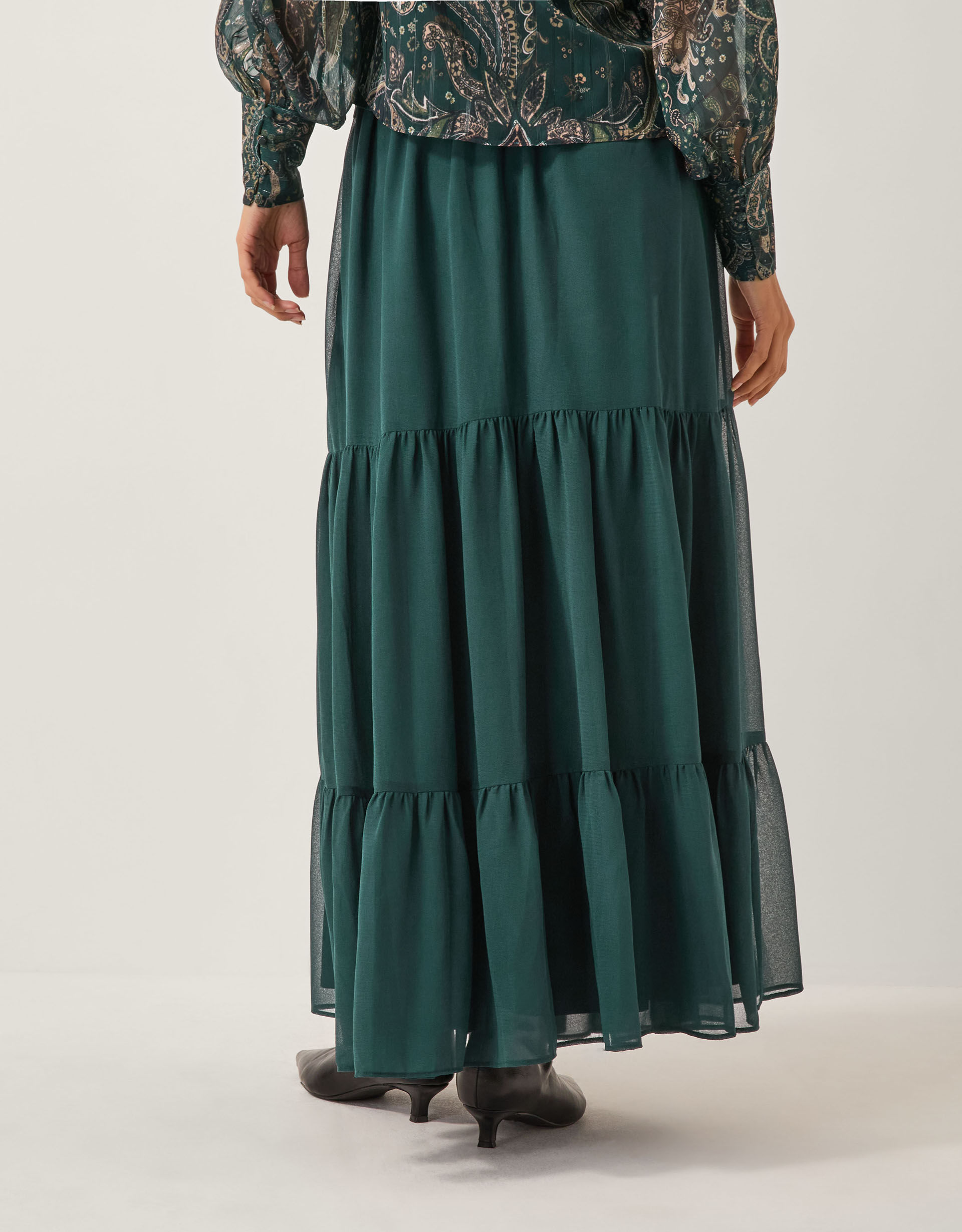Monsoon Holly Tiered Chiffon Maxi Skirt, view 3