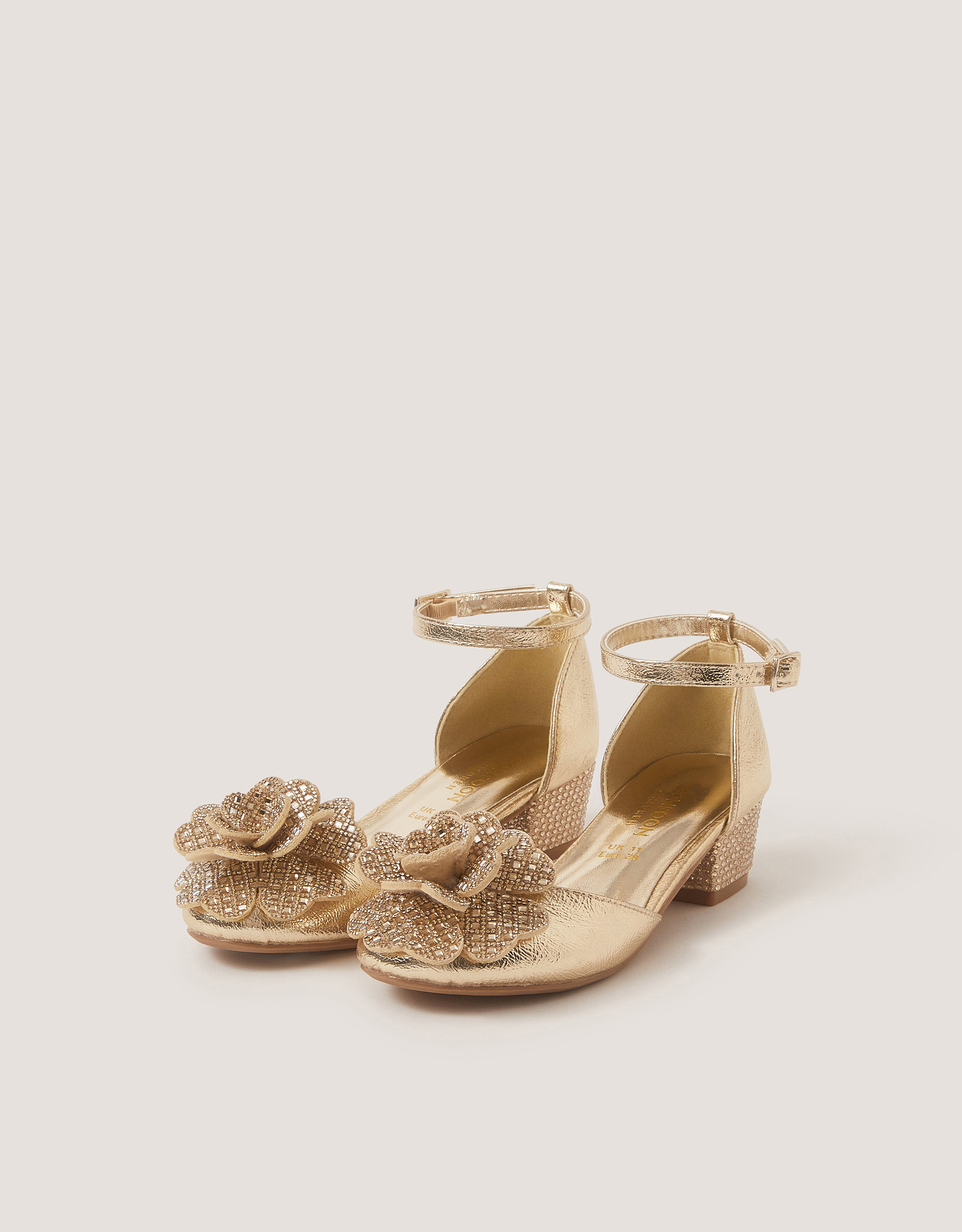 Monsoon Closed-Toe Embellished Flower Heels
