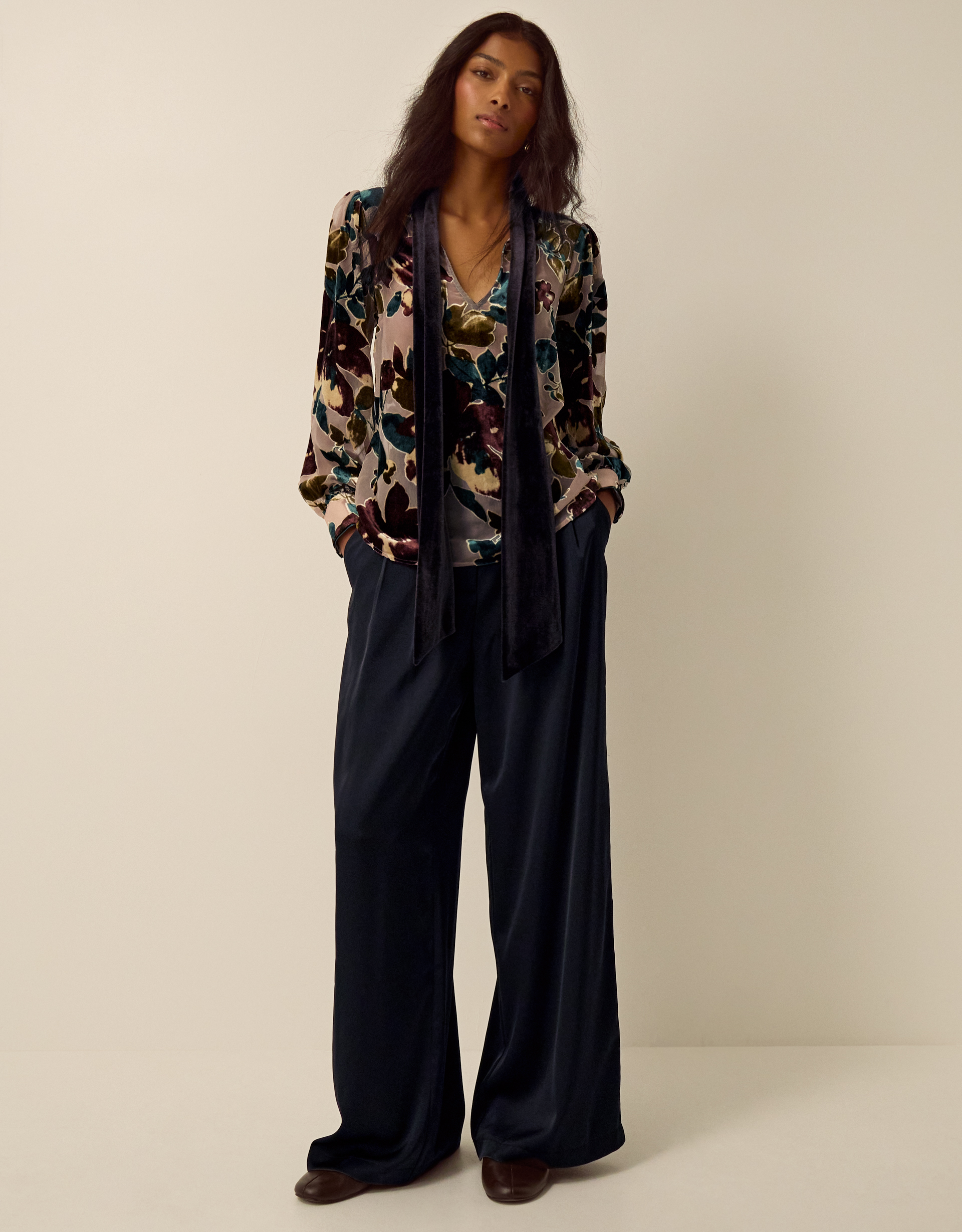 Monsoon Ayla Floral Devoré Blouse Camel, view 5