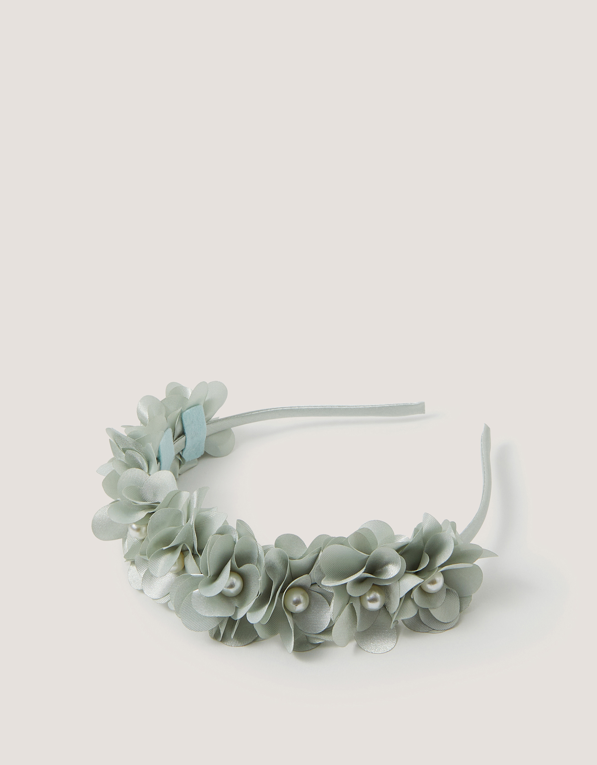Monsoon Corsage Floral Pearl Headband in Green