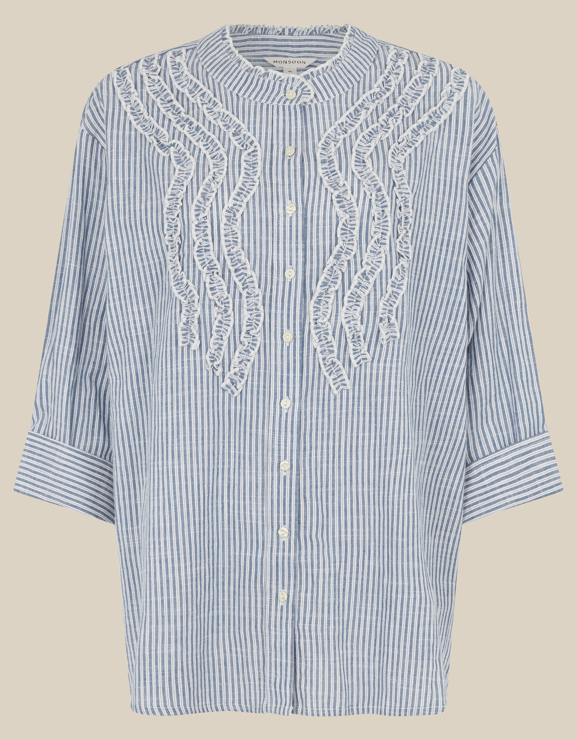Monsoon Tanya Ruffle Stripe Shirt, view 5