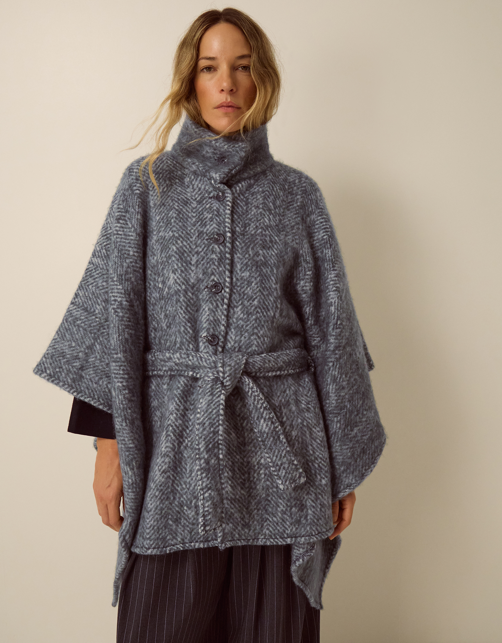 Monsoon Cara Herringbone Cape Jacket in red