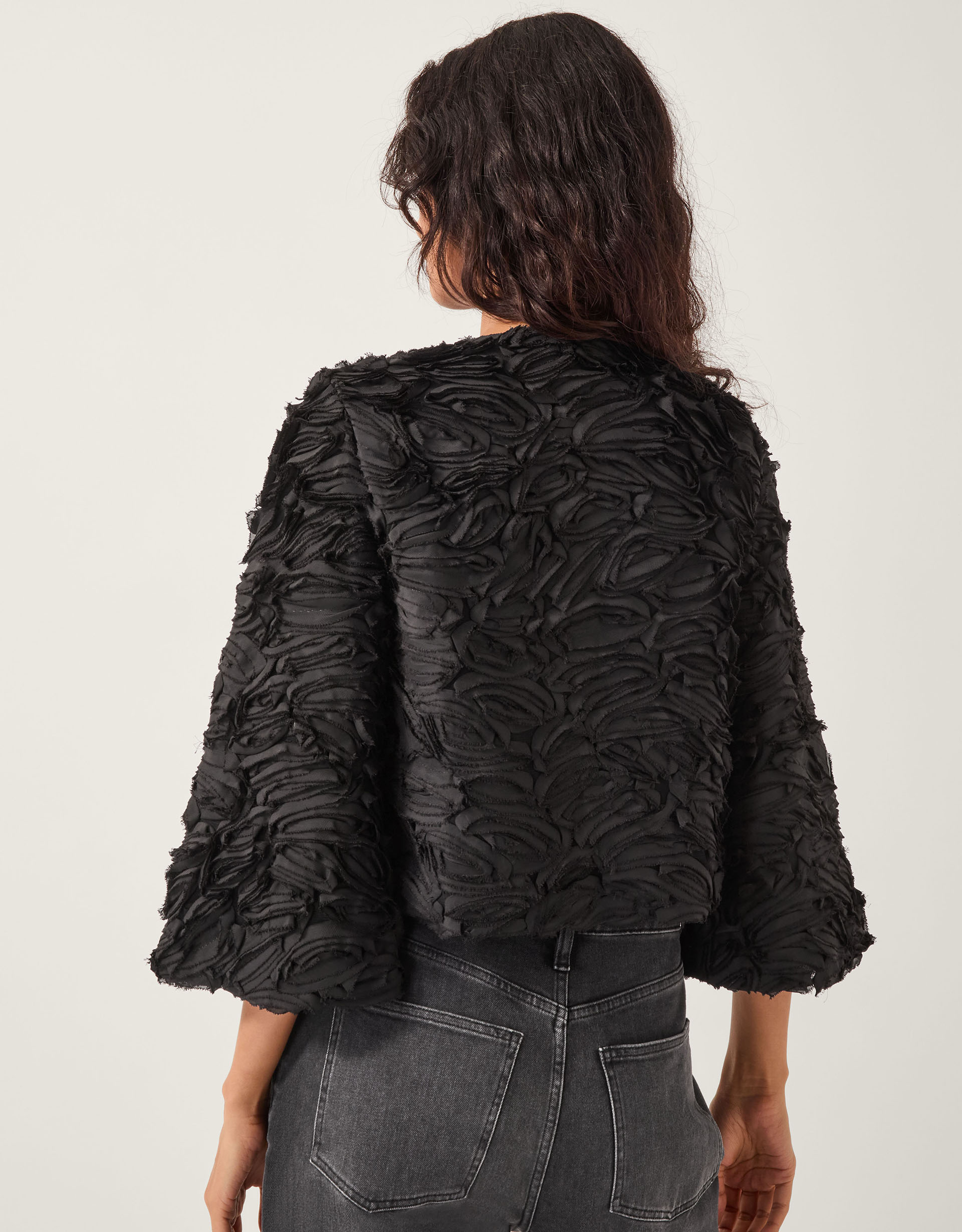 Monsoon Tia Tie-Front Textured Jersey Jacket, view 3
