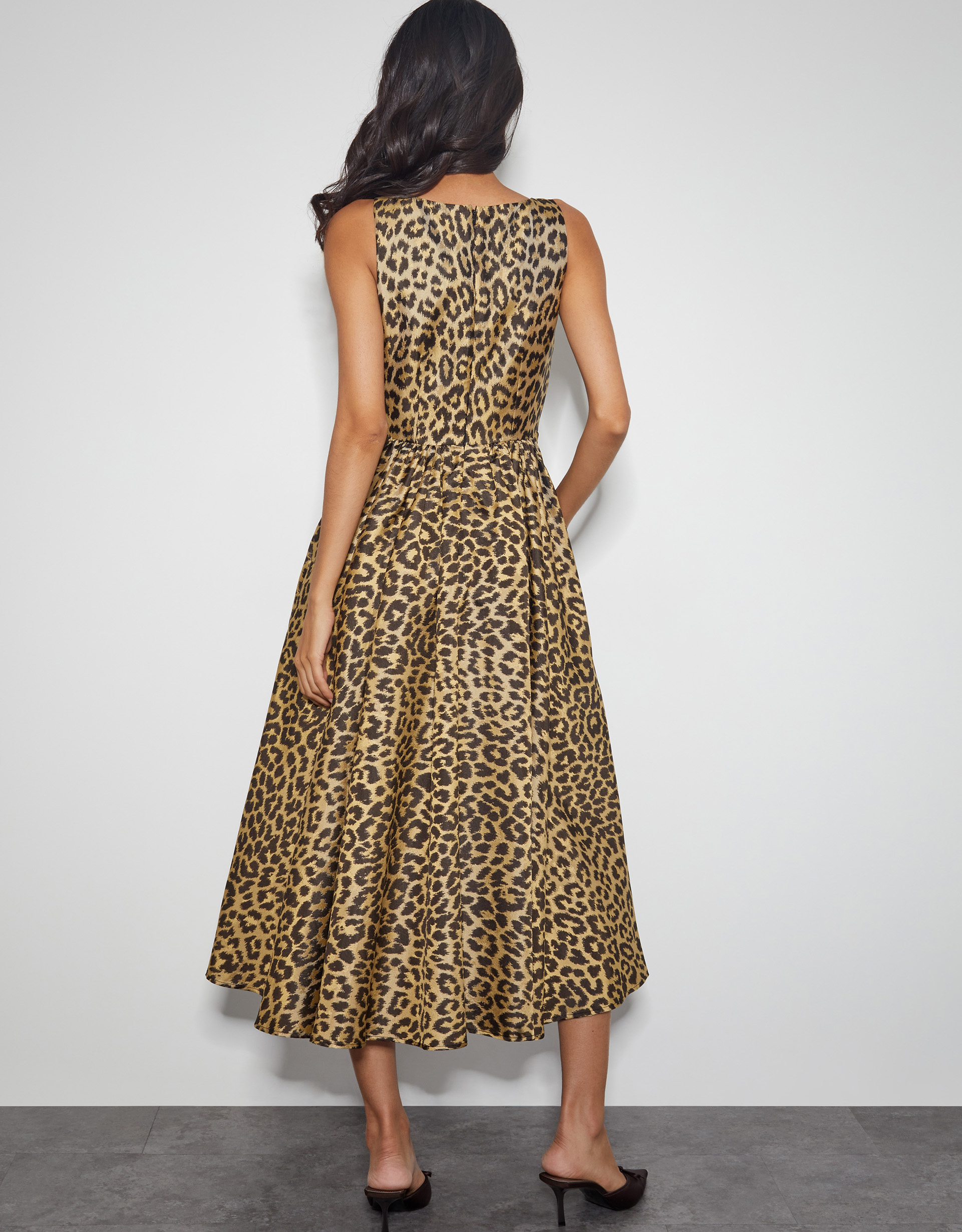Monsoon Sicily Fit and Flare Midi Dress in Brown, view 3