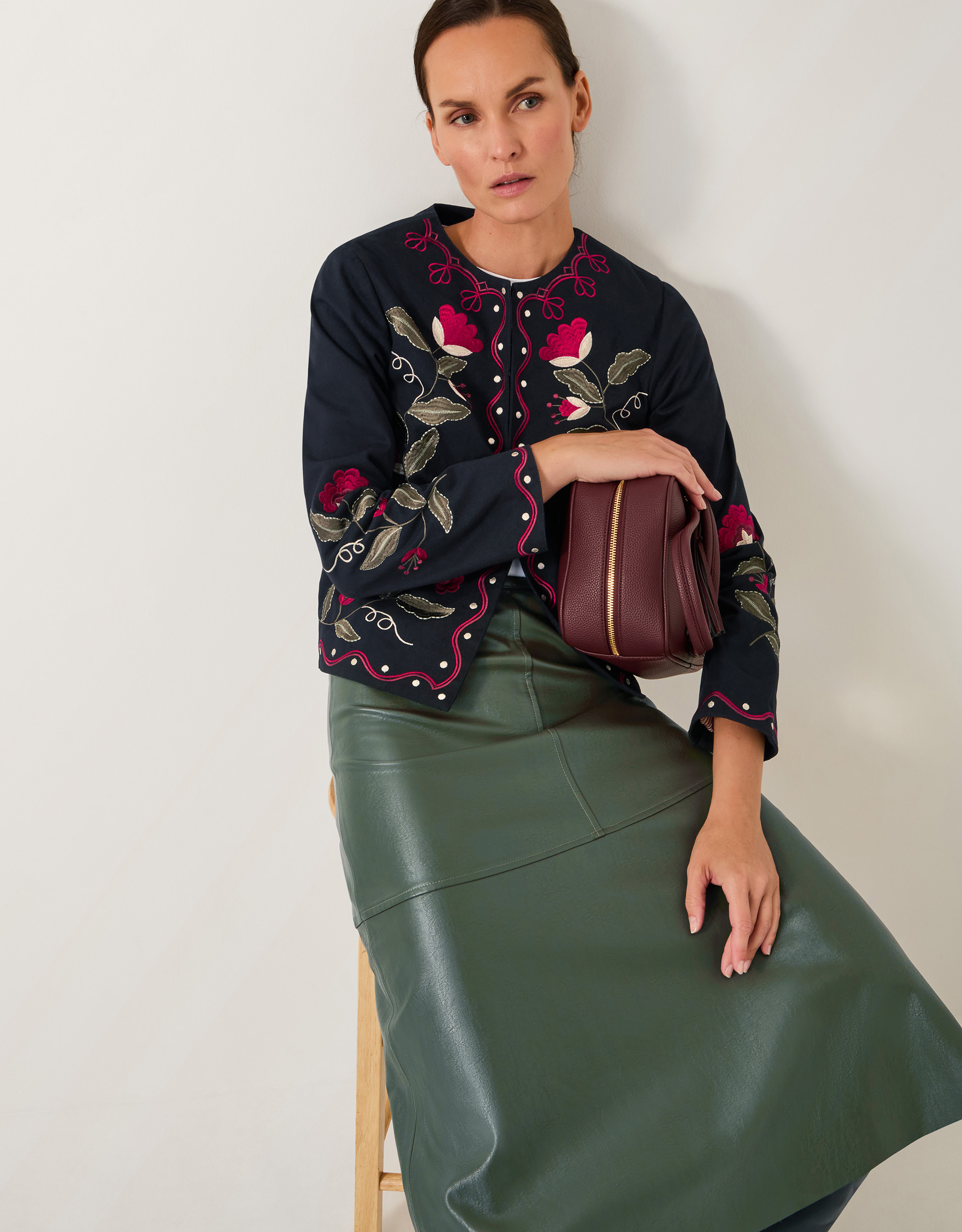Monsoon Valerie Floral Embroidered Jacket, view 5