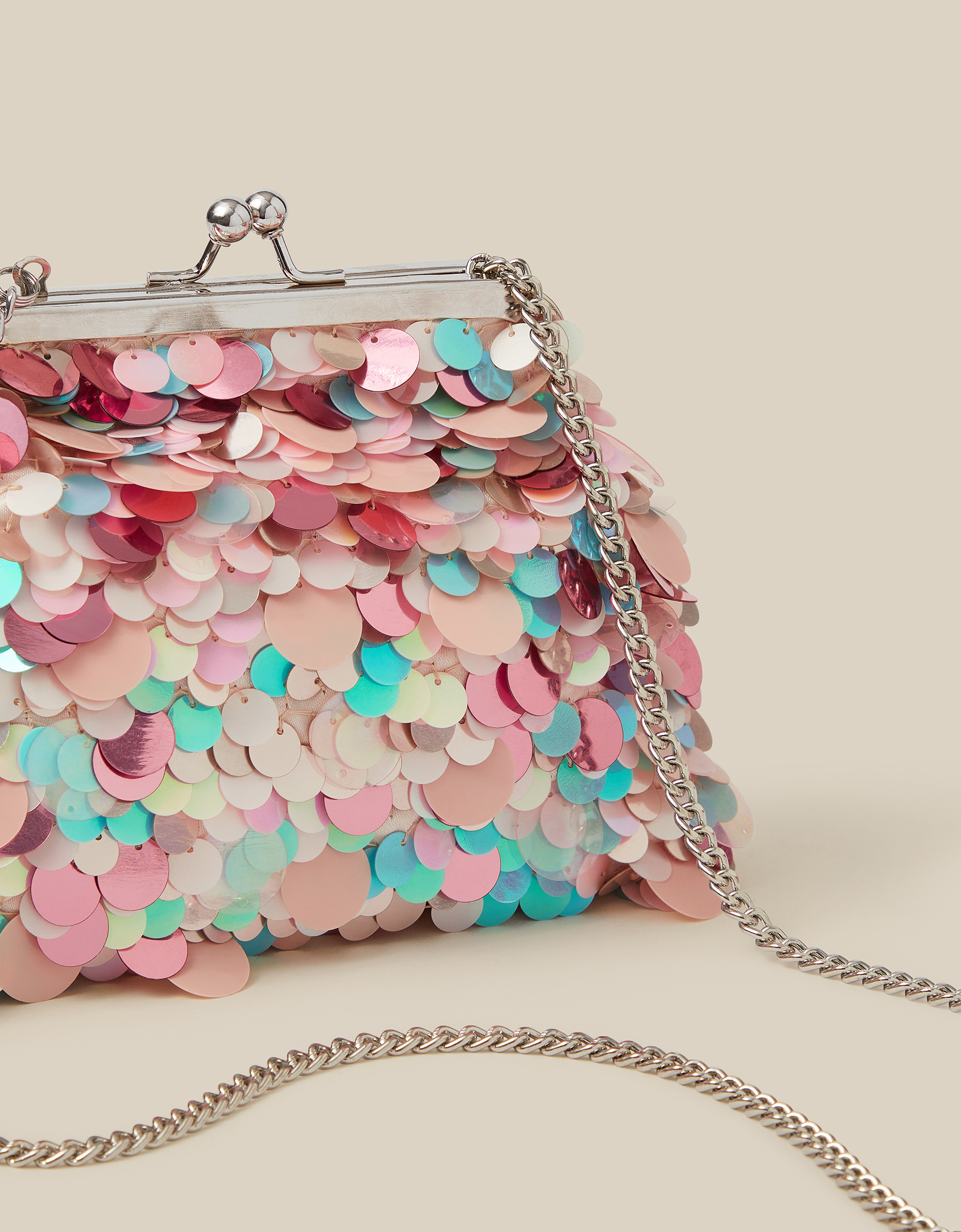 Monsoon Sequin Clip Frame Bag, view 4