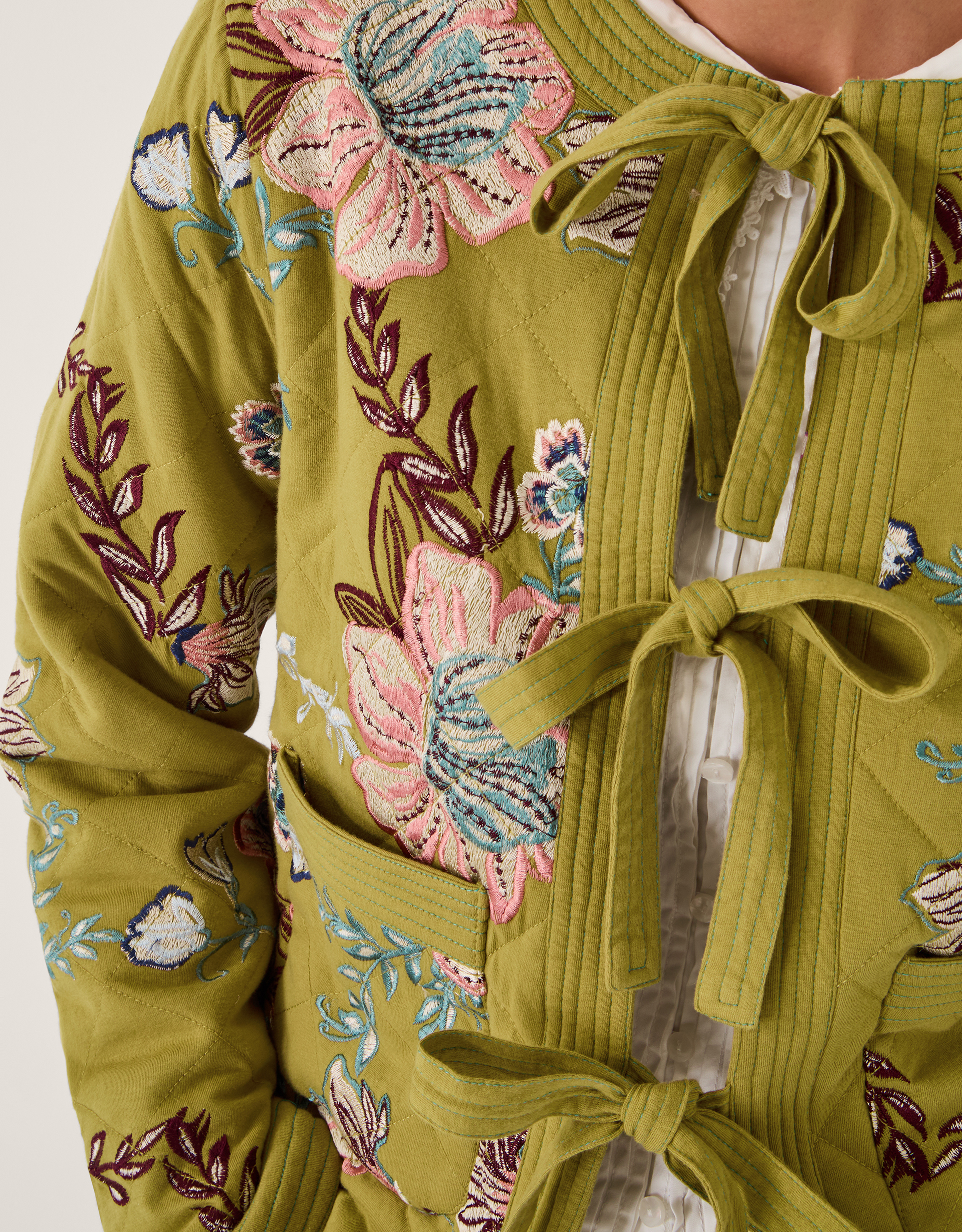 Monsoon Eliza Floral Quilted Jersey Jacket, view 2