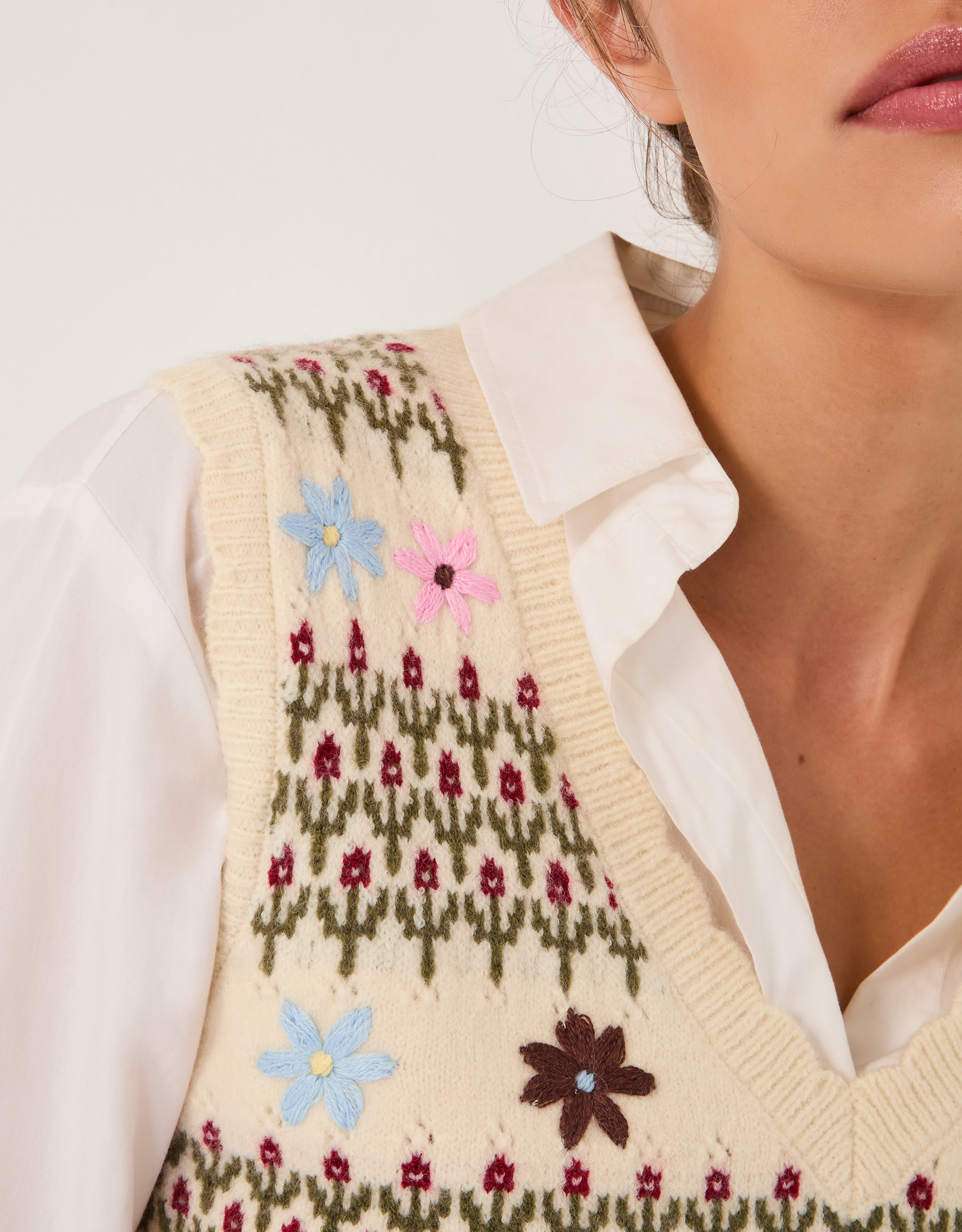 Monsoon Ella Floral Knitted Vest, view 2