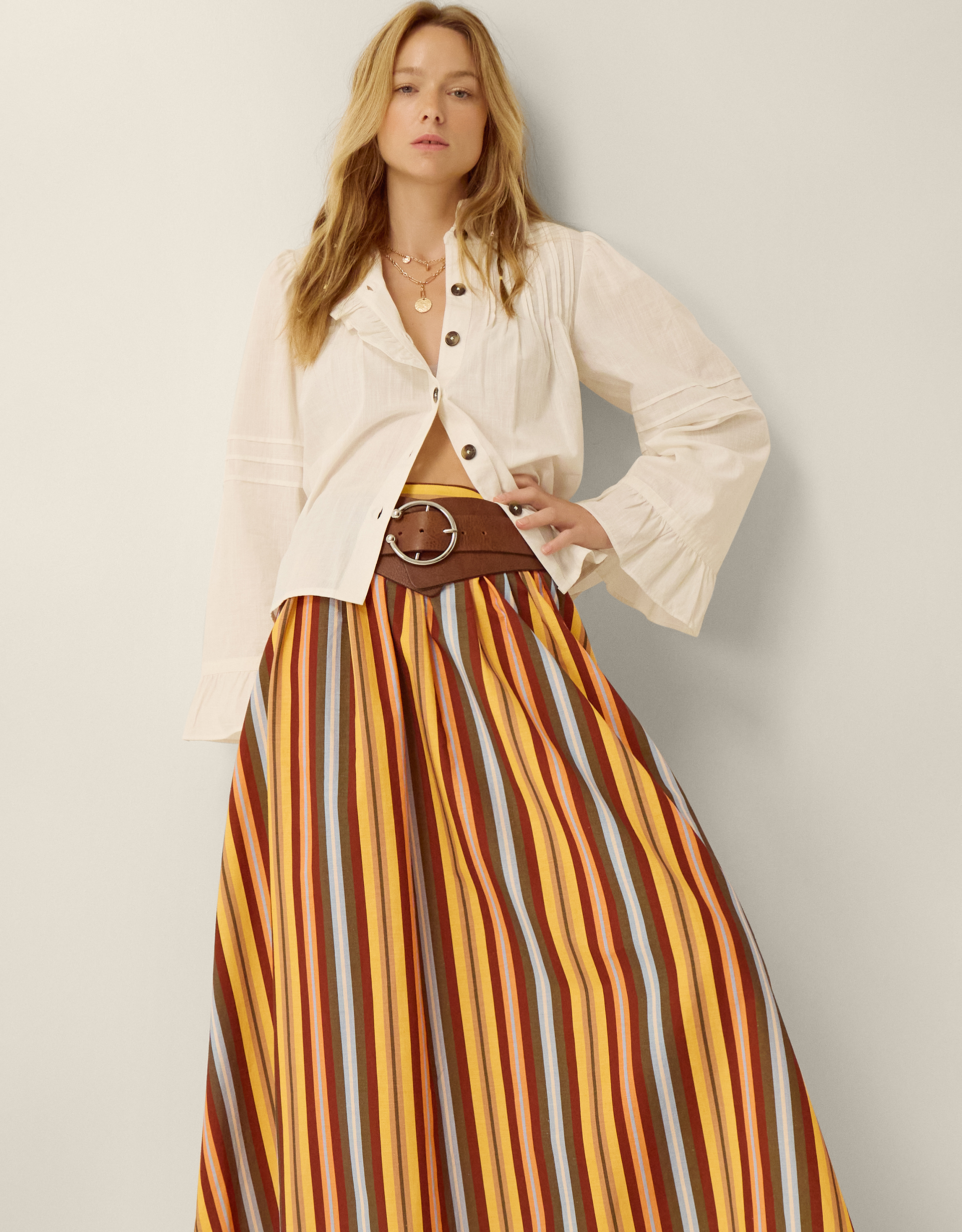 Monsoon Sydney Stripe Midi Skirt