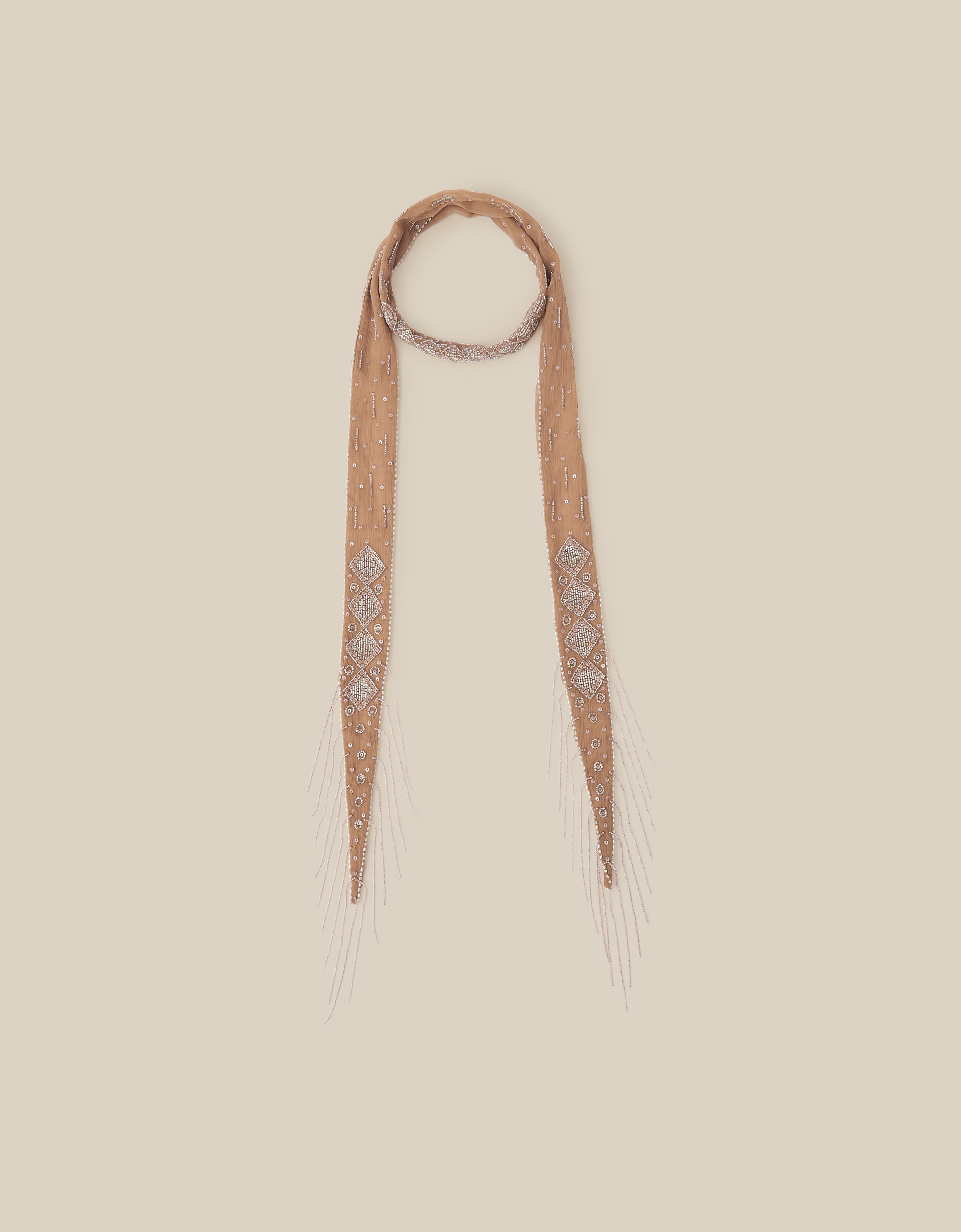 Monsoon Enid Embellished Tassel Skinny Scarf