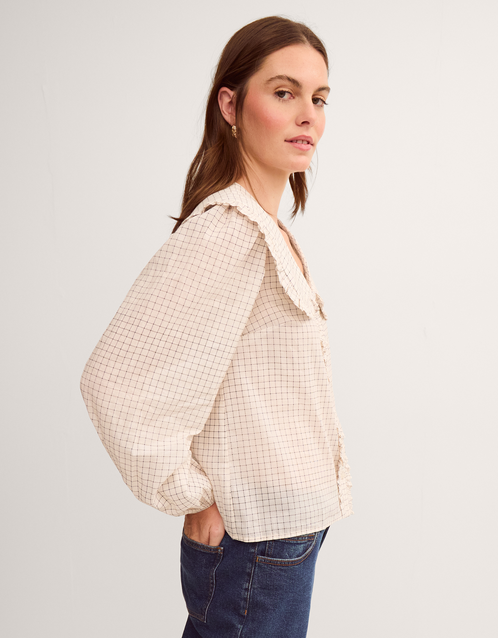 Monsoon Lily Peter Pan Collar Check Shirt, view 2
