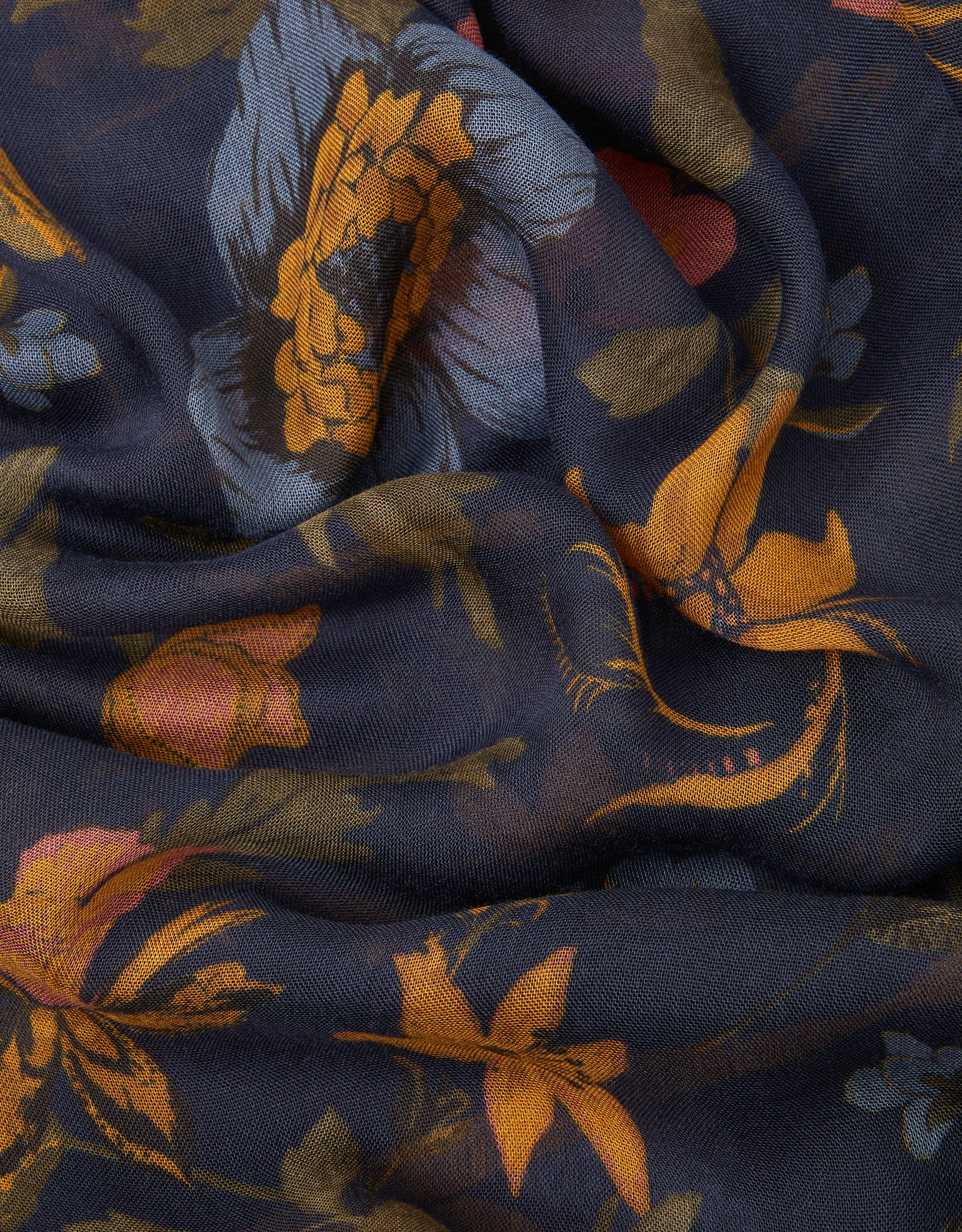 Monsoon Princella Floral Print Scarf in Blue, view 2