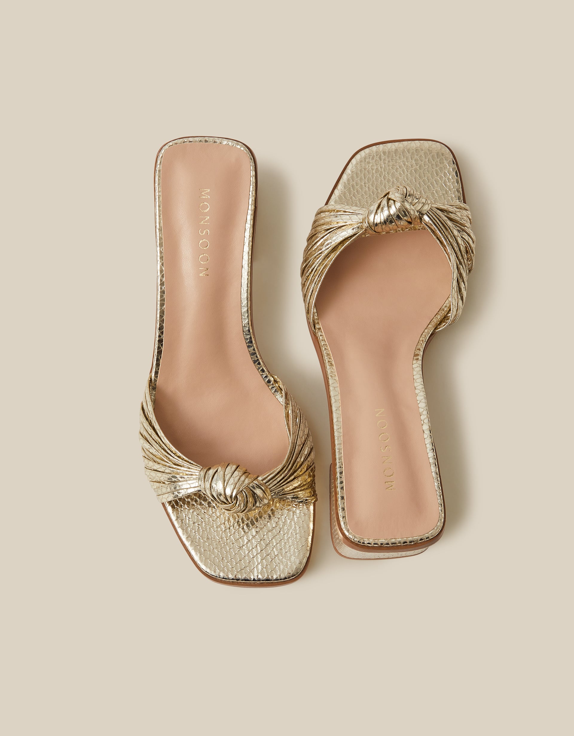 Monsoon Gwen Knot Metallic Mules