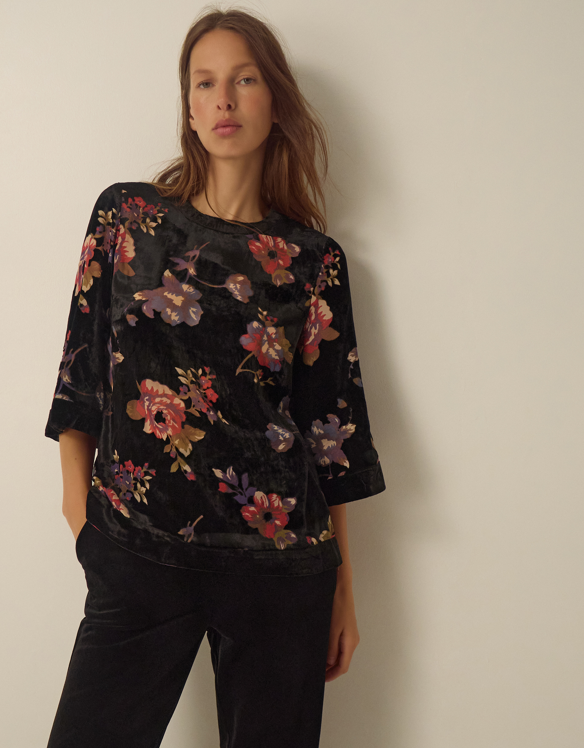 Monsoon Abril Floral Devoré Velvet Top